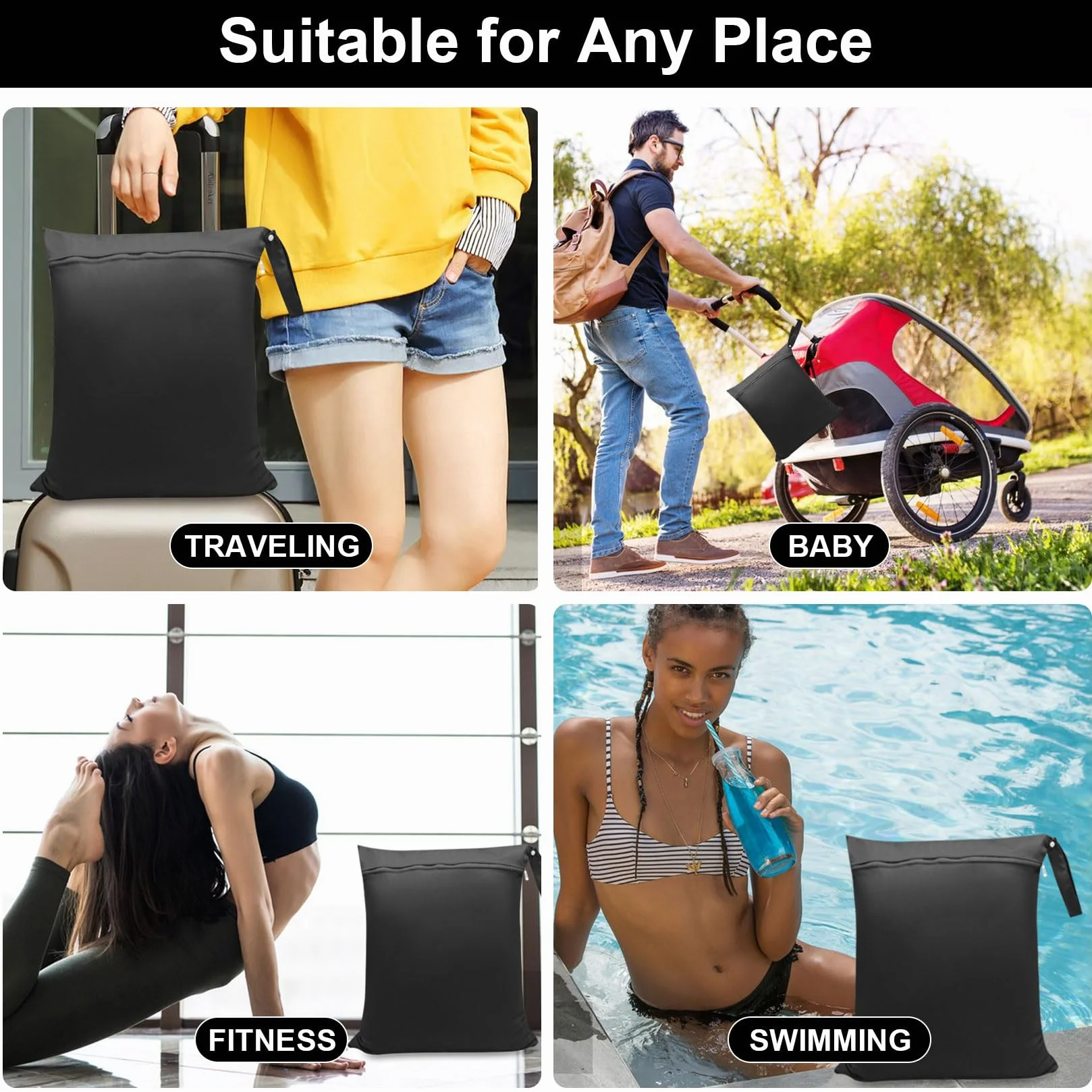 Bolsa Impermeable para Traje de Baño Mojado, Bolsa Mojada para Natación con Cremallera, 4 Piezas para Mujer Playa