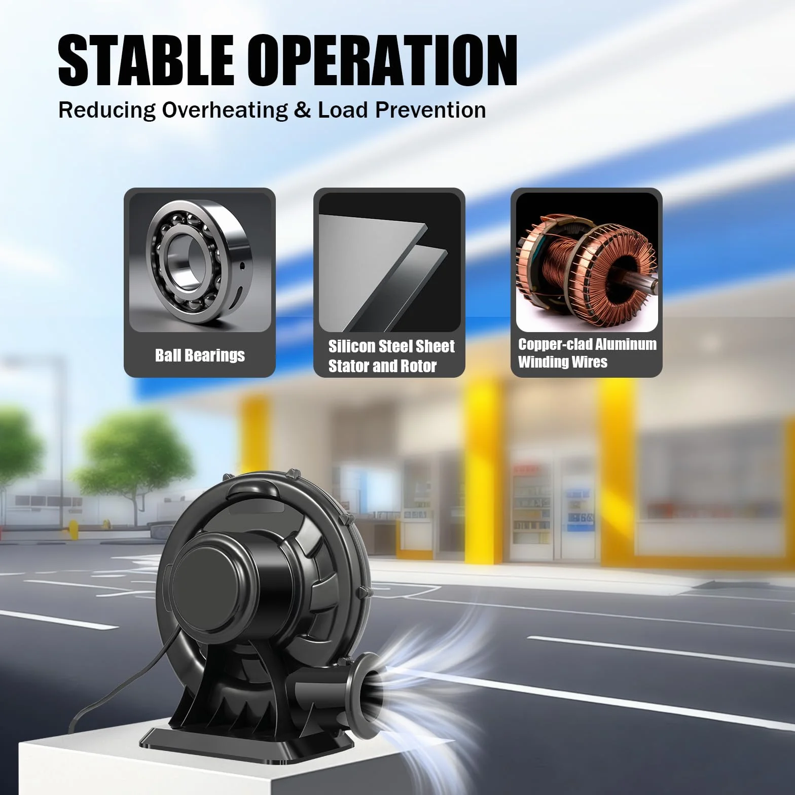 Ventilador permanente 220V 370W para juguetes inflables