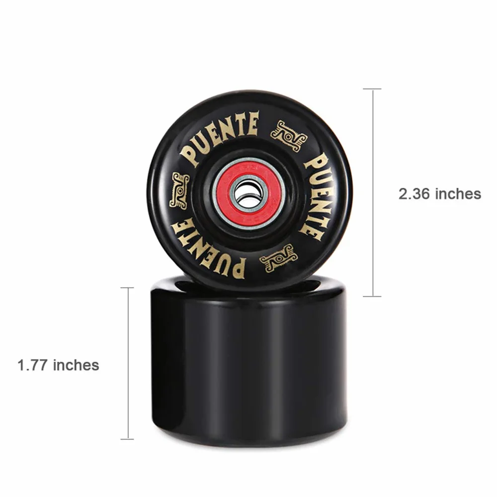 Ruedas de monopatín 60 x 45 mm de alta resistencia para deportes al aire libre (negro)