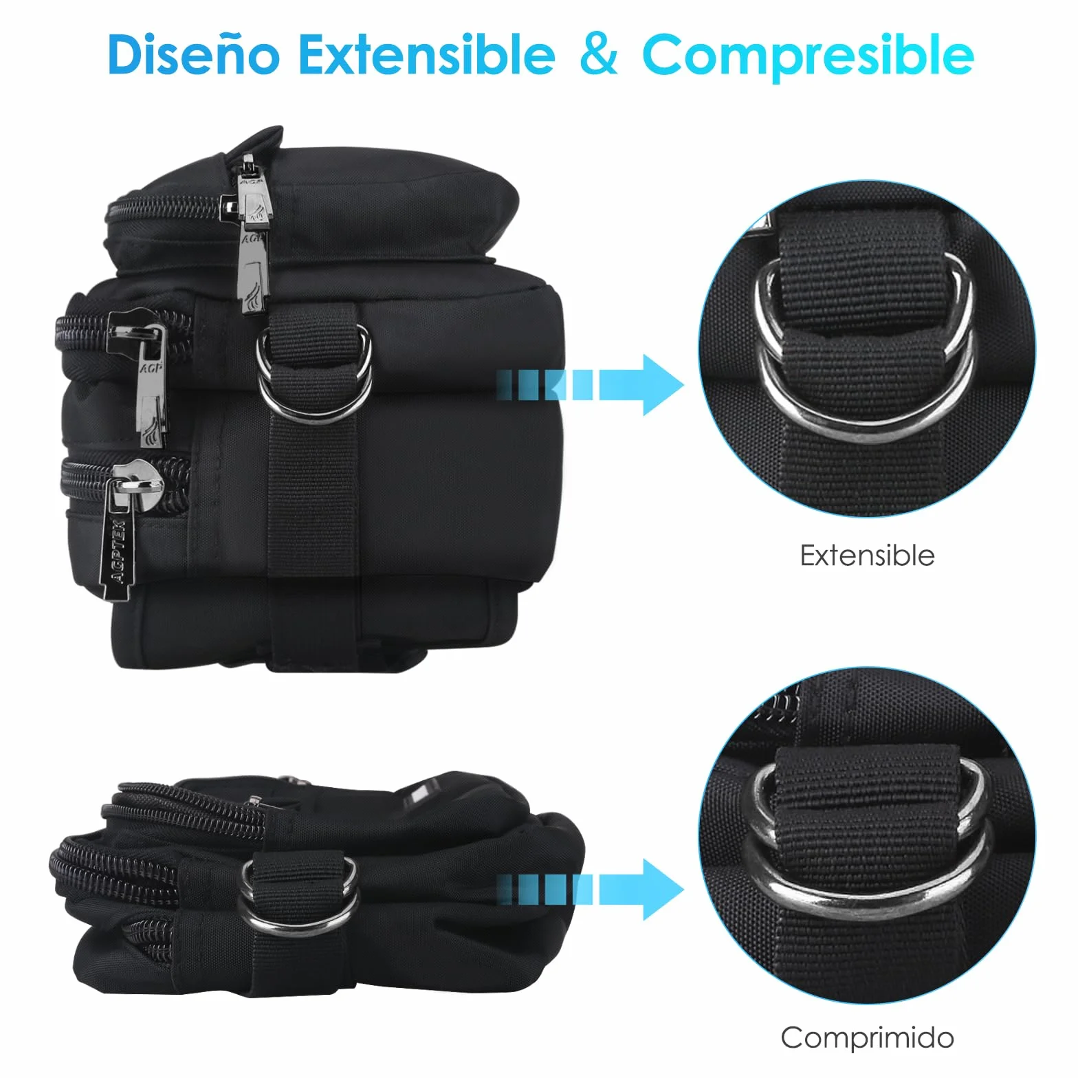 AGPTEK Riñonera Deportiva Grande Antirrobo RFID 5 Bolsillos Cinturón Ajustable para Running Viaje