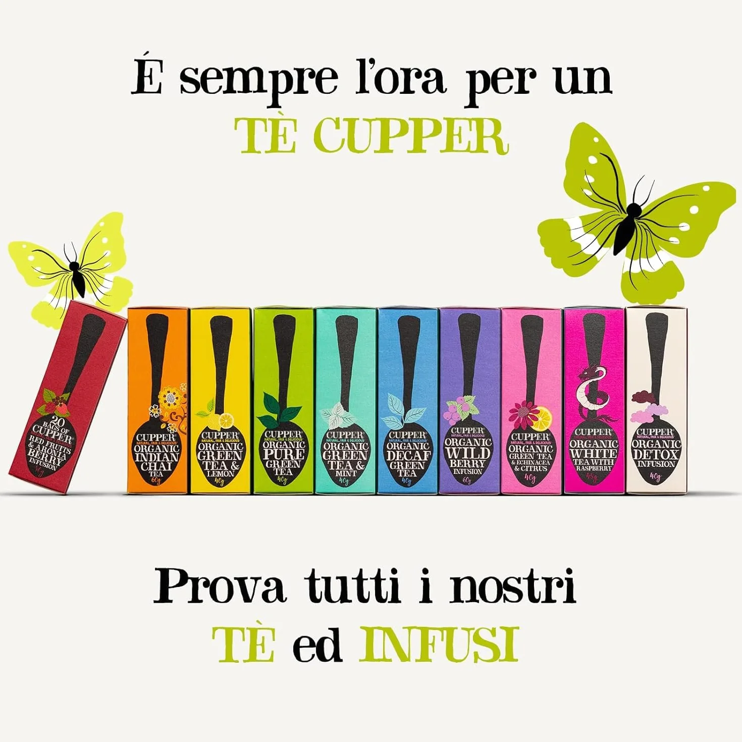 Cupper - 20 Bolsitas de Té Blanco Ecológico - Sin Azúcar Añadido - Apto para Veganos - Propiedades Antioxidantes - Sabor Suave con Toques Cítricos - Sin Leche, Huevo ni Lactosa