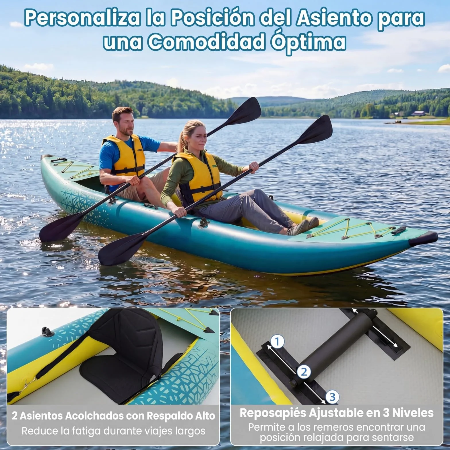 COSTWAY Kayak Hinchable 2 Plazas 381 cm Portátil 230 kg