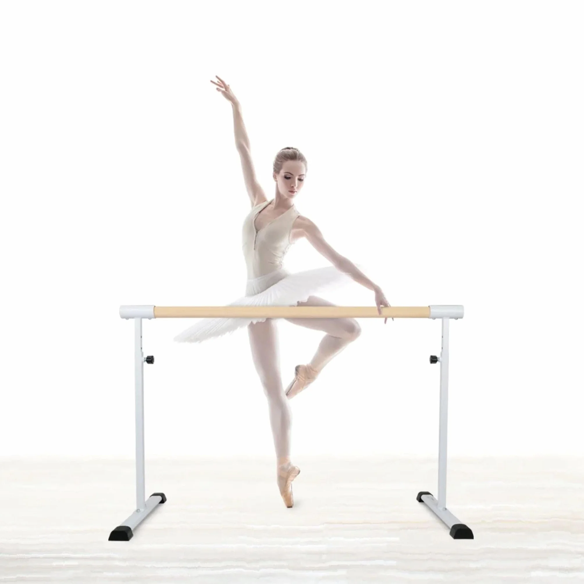 Barra elástica portátil para ballet Cannons UK, 1,1 m, altura ajustable 85-105 cm, pies antideslizantes