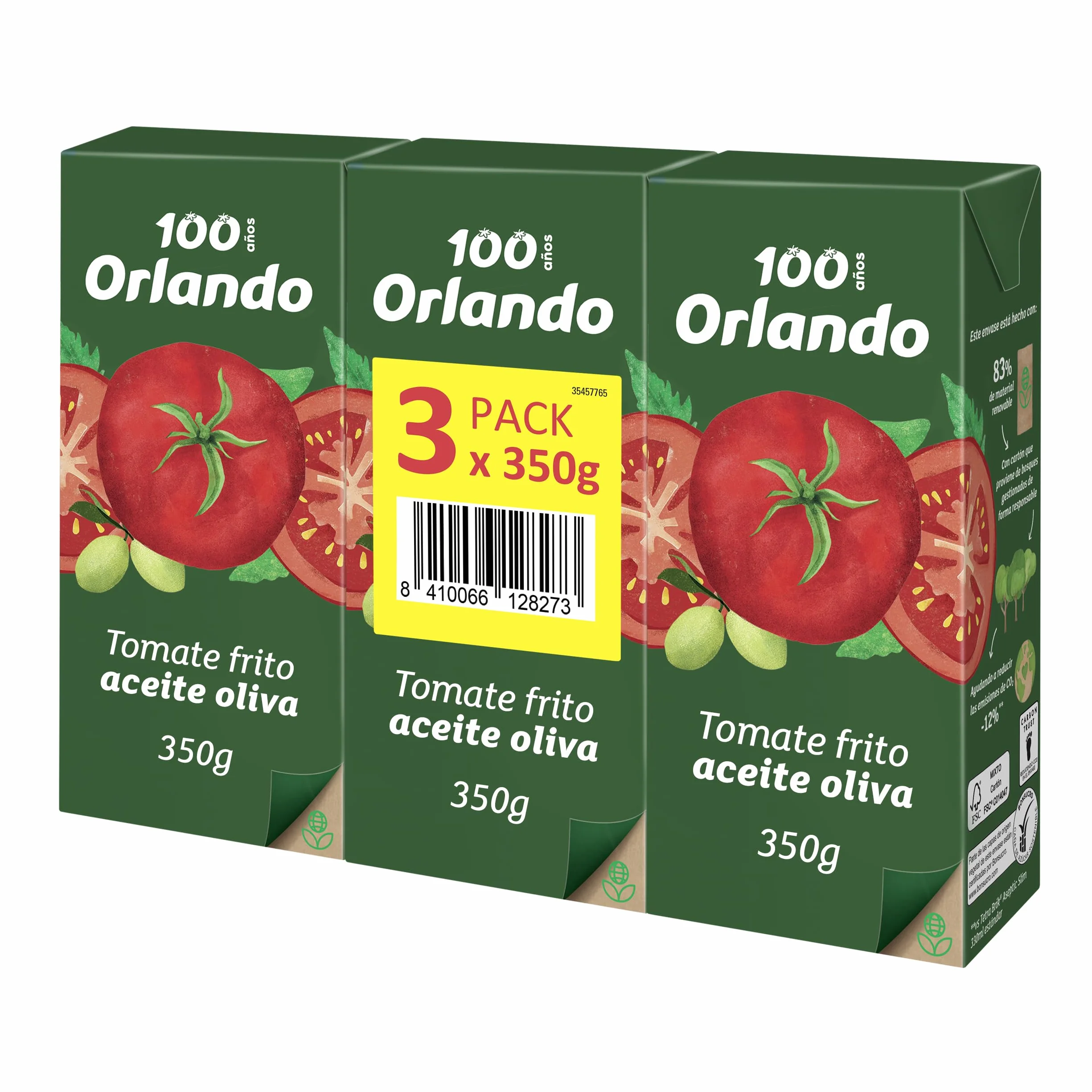 Orlando Tomate Frito Aceite de Oliva Virgen Extra Brik Pack 3 x 350g