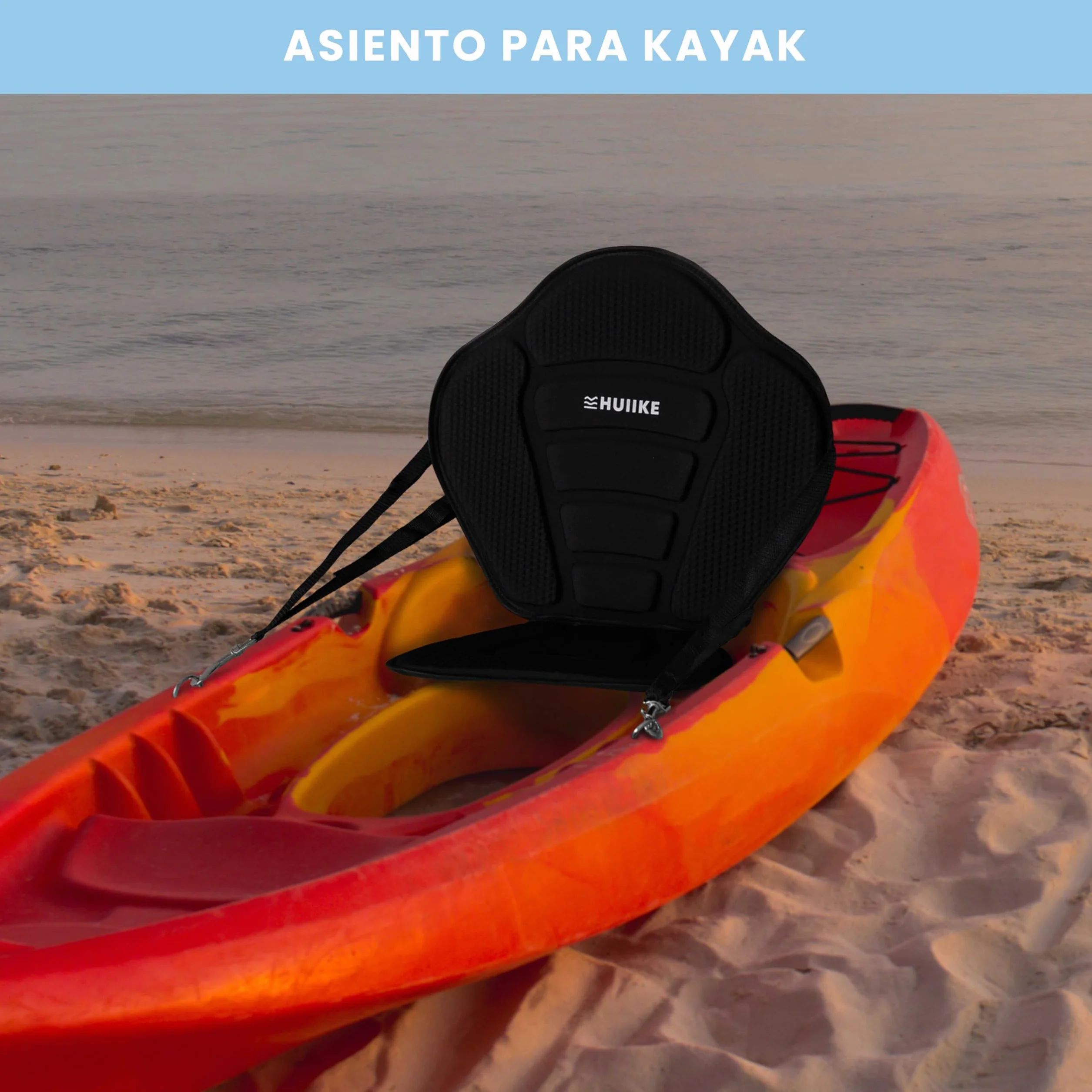 HUIIKE Asiento Paddle Surf y Kayak con 4 Correas Ajustables Acolchado con Bolsa Trasera Silla Sup para Pesca Respaldo