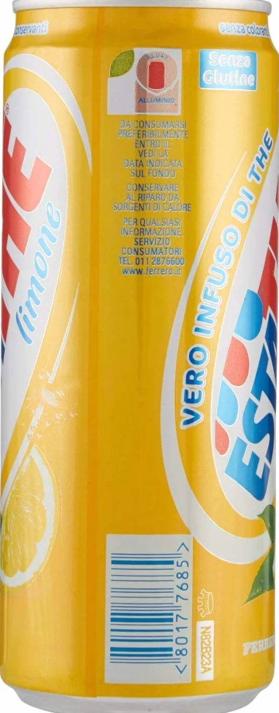 Paquete de prueba Ferrero ESTATHE Té helado The' Limón Té Tarro de melocotón 48 x 330 ml