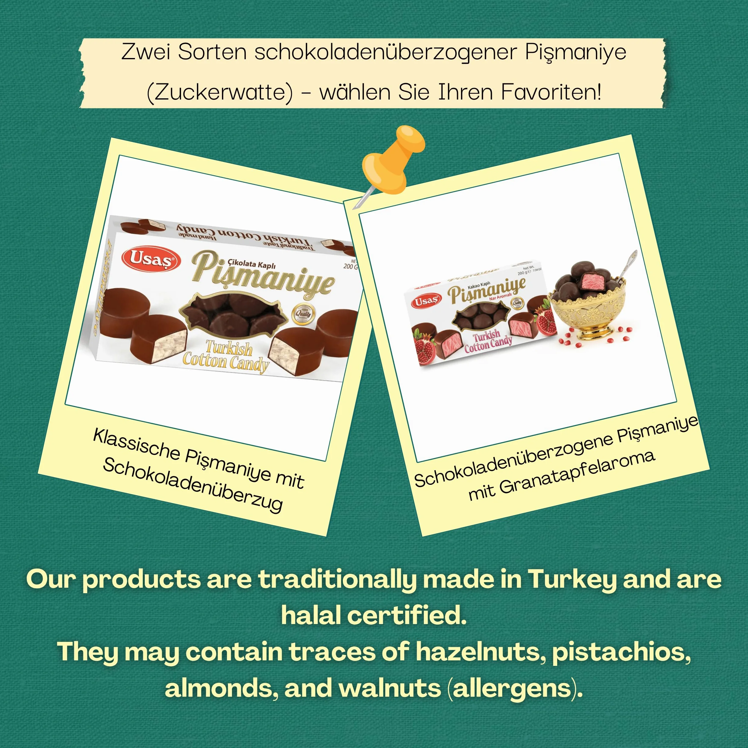 Dulce Turco Tradicional – Pişmaniye/Algodón Dulce Turco con Chocolate – Saray Helva con Pistacho o Chocolate Negro – Especialidad Artesanal de Turquía (Pişmaniye con Chocolate)