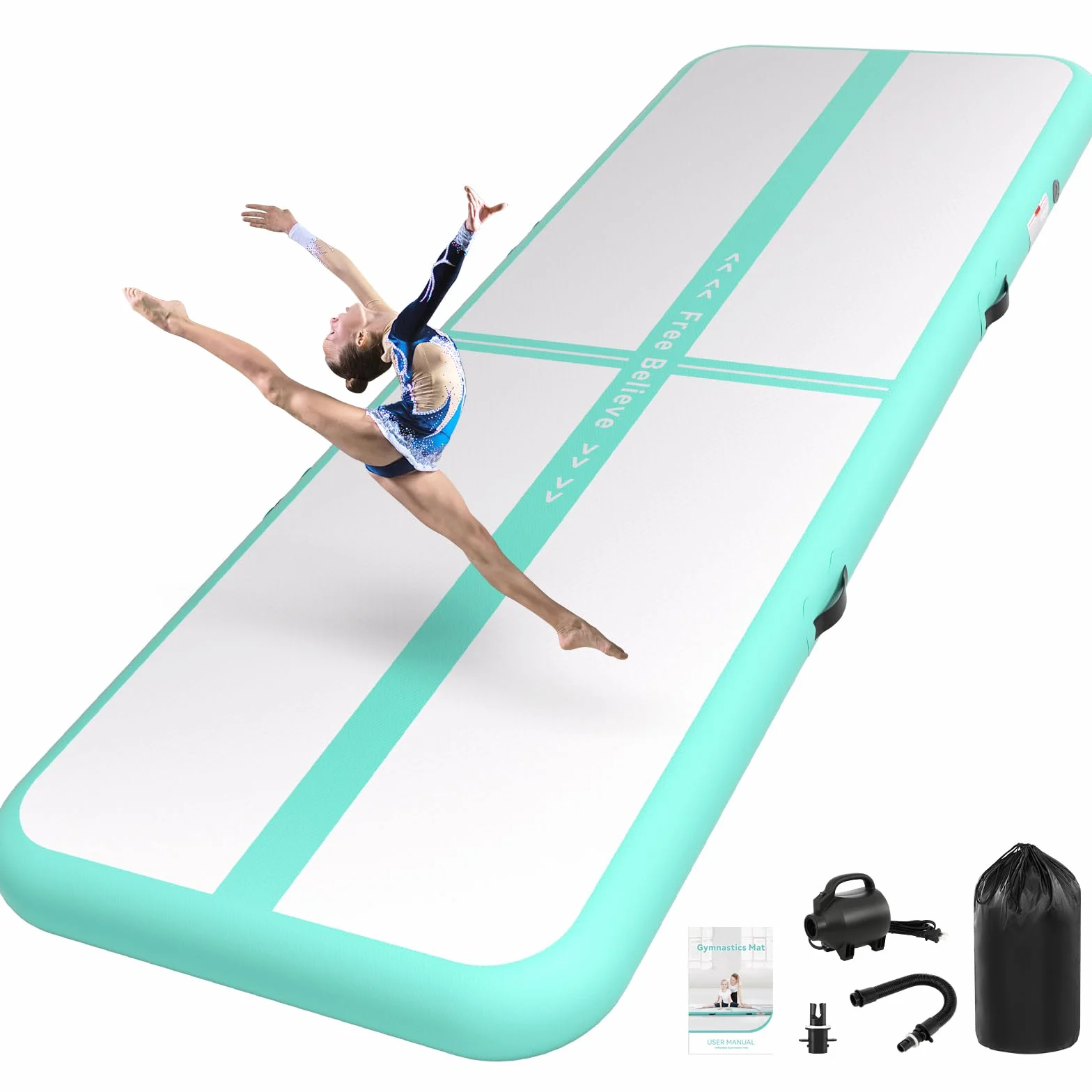 Colchoneta Gimnasia 2-6m Espesor 10-15cm Bomba de Aire 600W Tapiz Gimnasia Ritmica Inflable