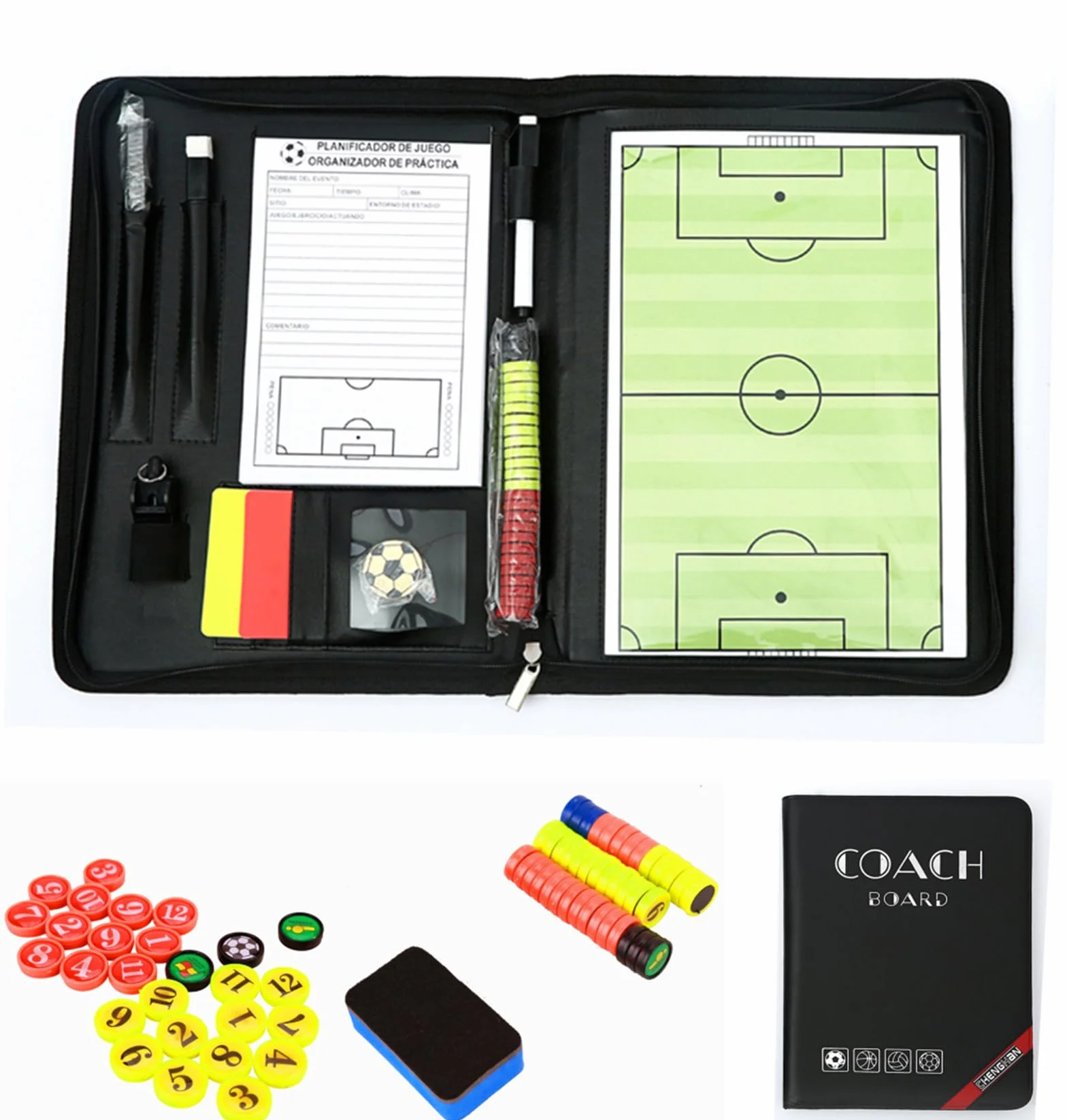 Pizarra Fútbol Entrenador Magnética Plegable con Imanes para Estrategia