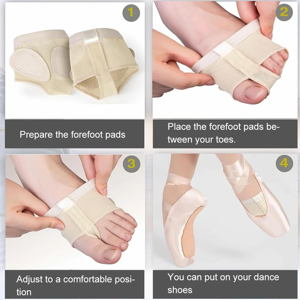 Almohadillas para Danza Transpirables Antideslizantes 2 Pares Tangas de Pie Ballet Calcetines Apoyo Dedo