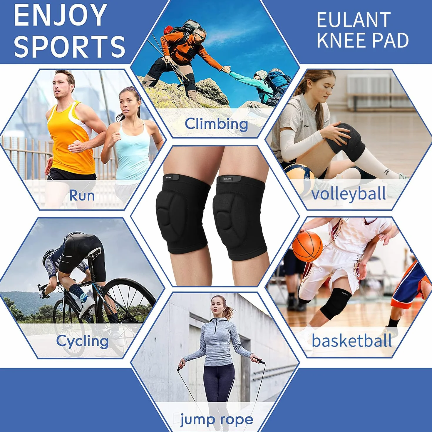 EULANT Rodilleras Voleibol Anticolisión Suaves Elásticas Protector Rodilla para Balonmano Futbol Baloncesto