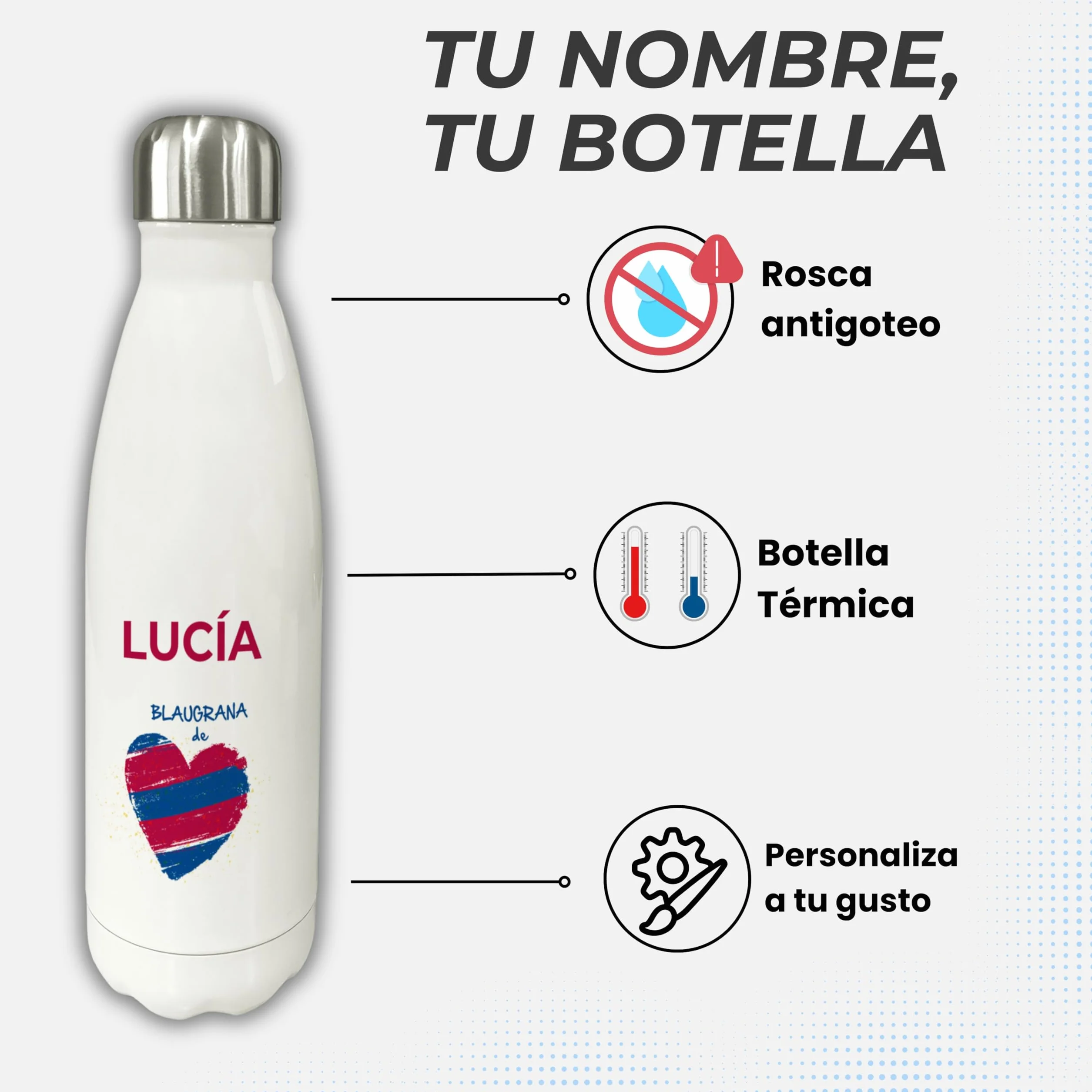 Cantimplora acero inoxidable 500ml 750ml Botella termica personalizada Barcelona