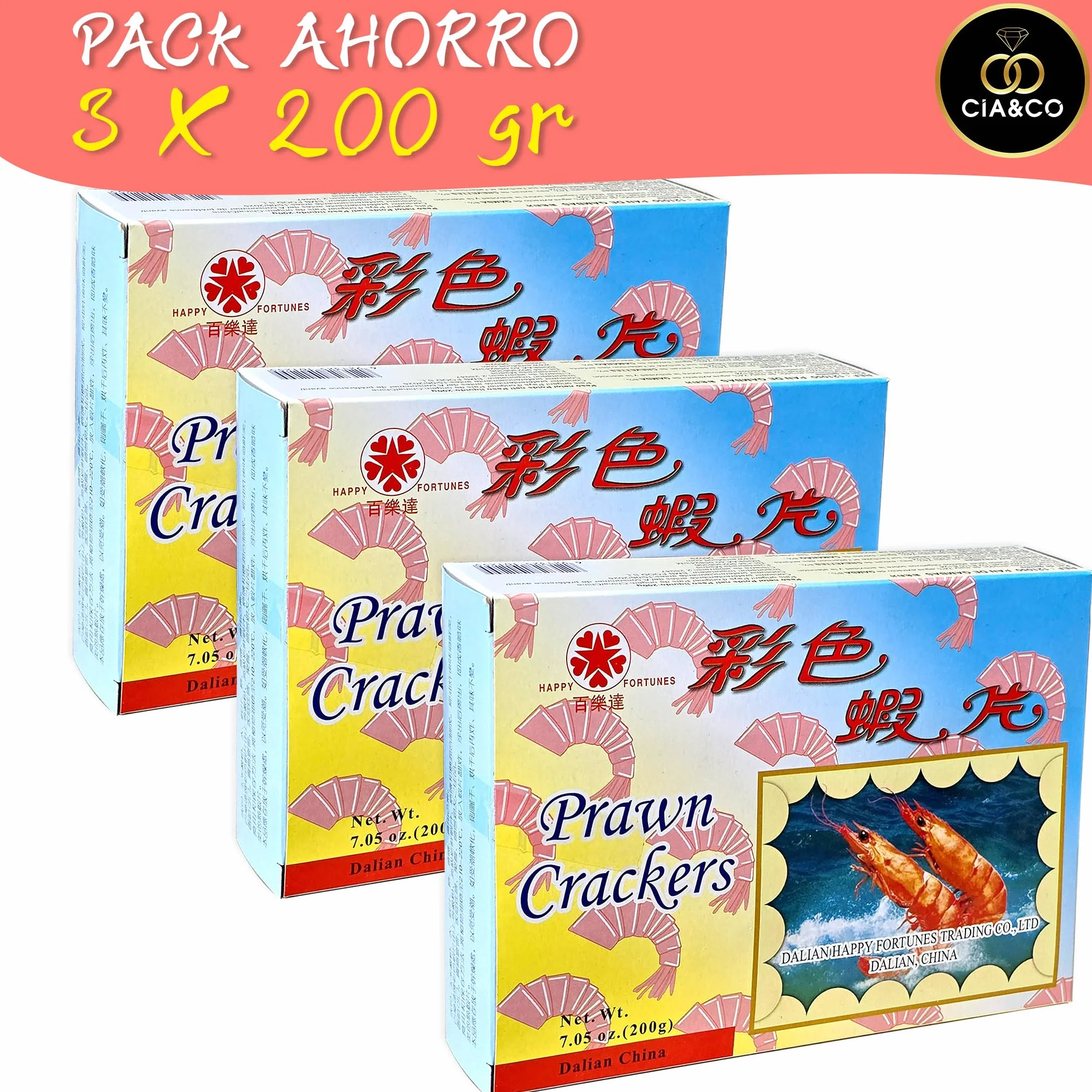 Obleas de Pan de Gambas de Colores para freír - Pack Ahorro 3 x 200 Grs (Total 600grs) · Autentico Pan de Gambas Chino Colores