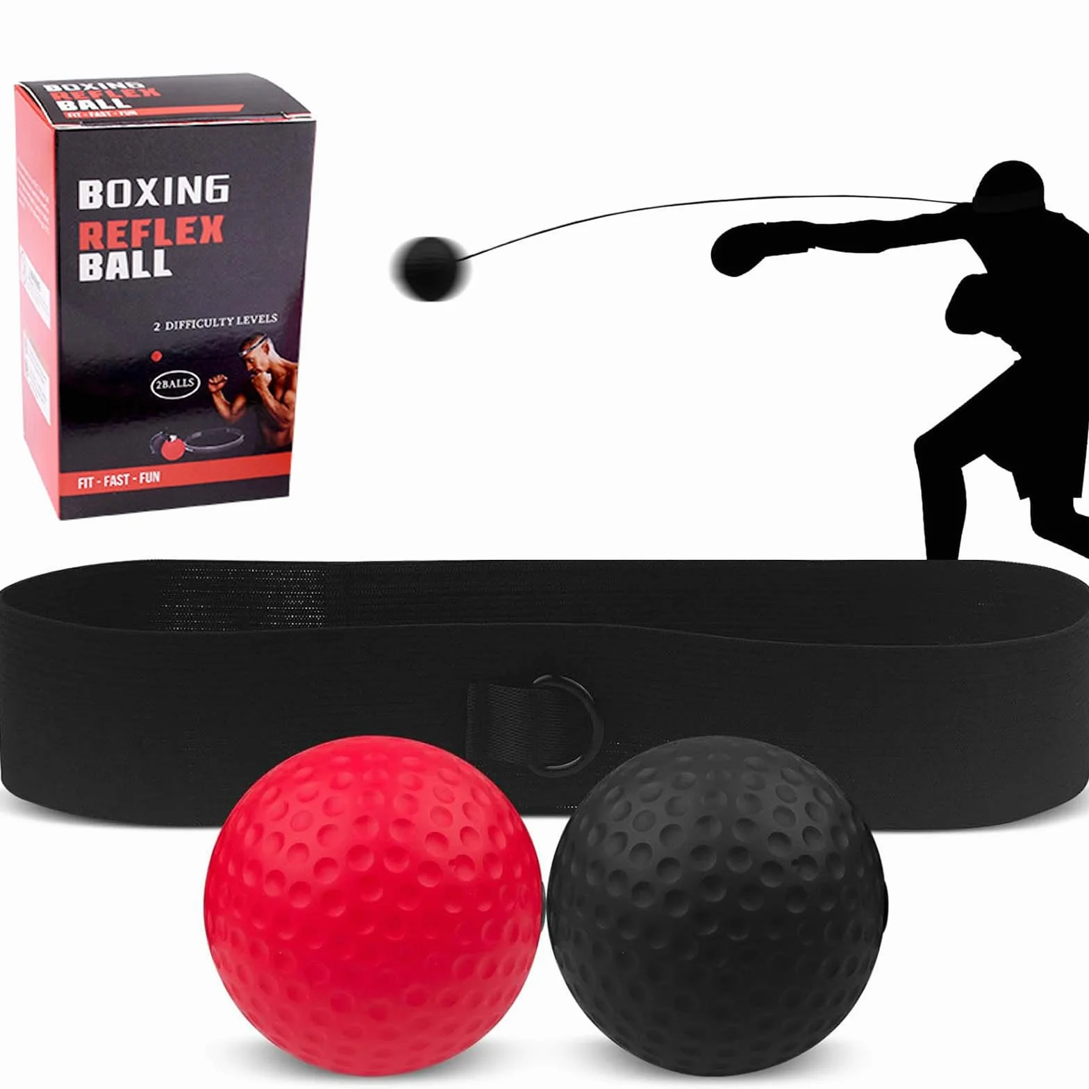 Bola de Entrenamiento de Boxeo, Pelota Reflejos, Diadema Ajustable, 2 Pelotas de Reacción, Mejora Velocidad, Enfoque, Compacta