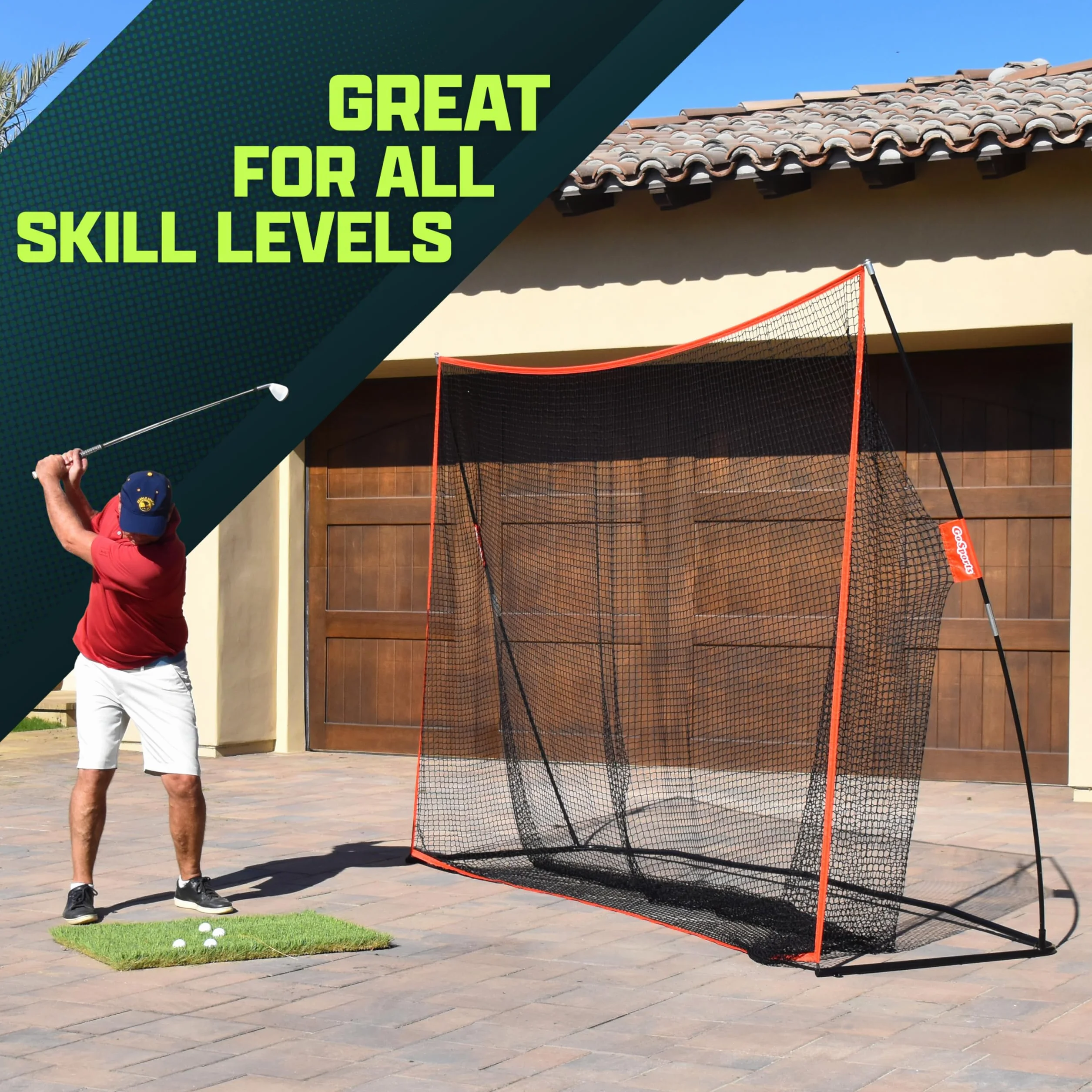 GoSports Red de práctica de Golf 3x2,3 m, Rango de conducción para Interiores o Exteriores