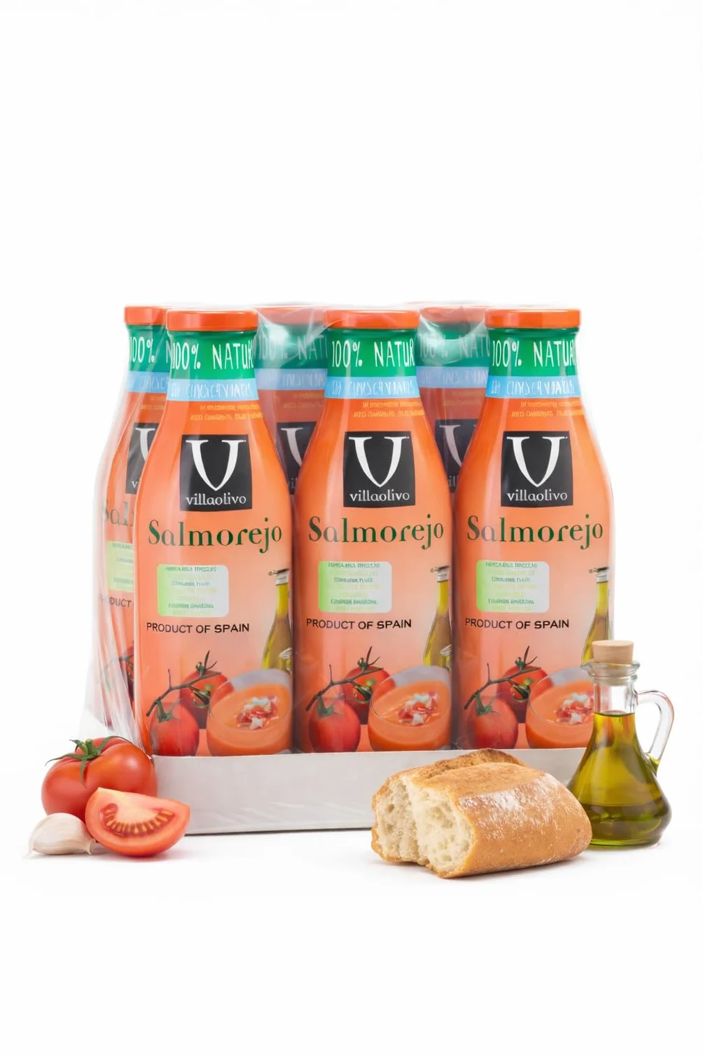 Villaolivo Salmorejo 100% Natural 6x1L Receta Tradicional Sin Conservantes