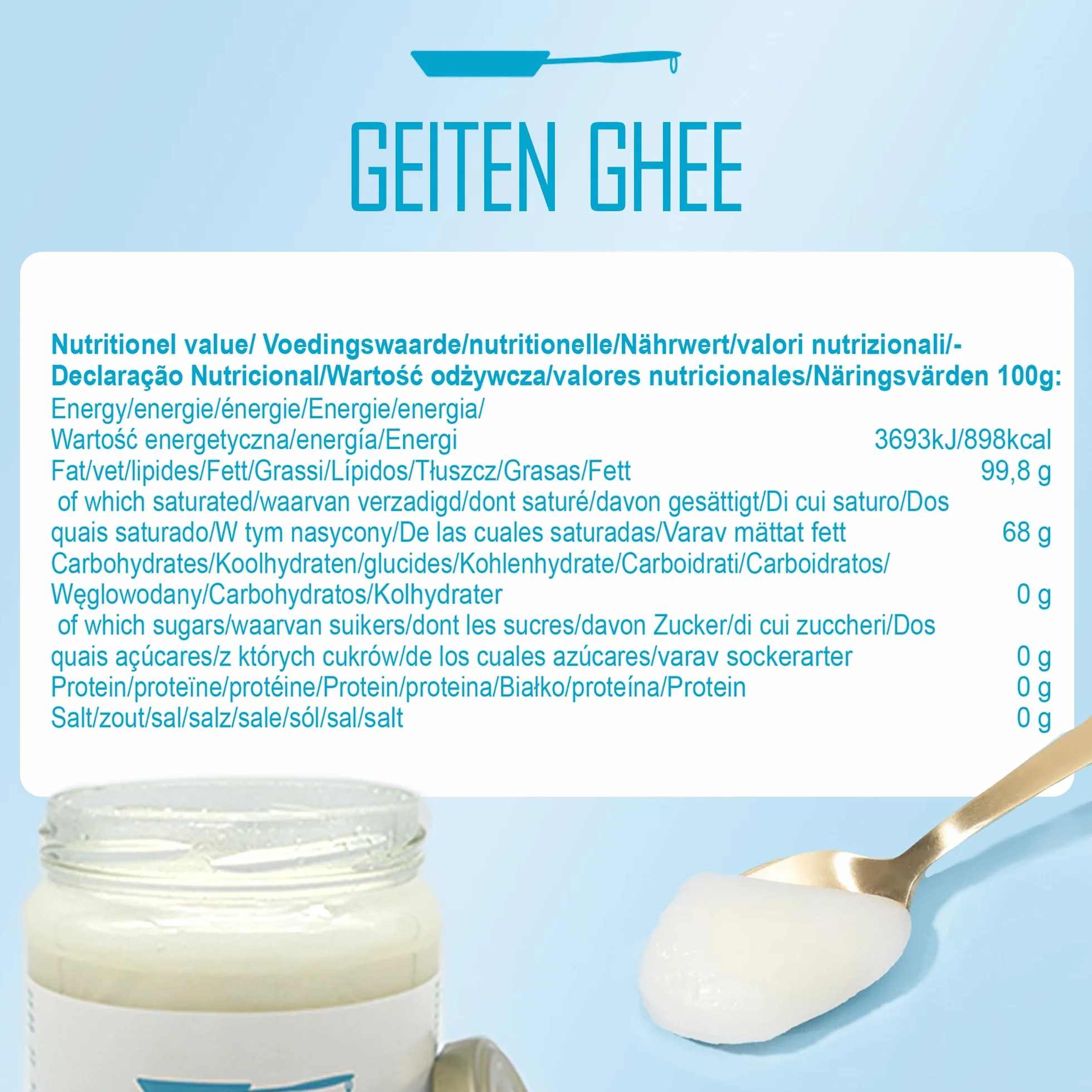 Ghee Easy Bio Ghee de Cabra 500g - Mantequilla de Cabra Clarificada Pura - 100% Orgánica - Ideal para Paleo y Keto - Libre de Gluten y Lactosa - Ayurveda