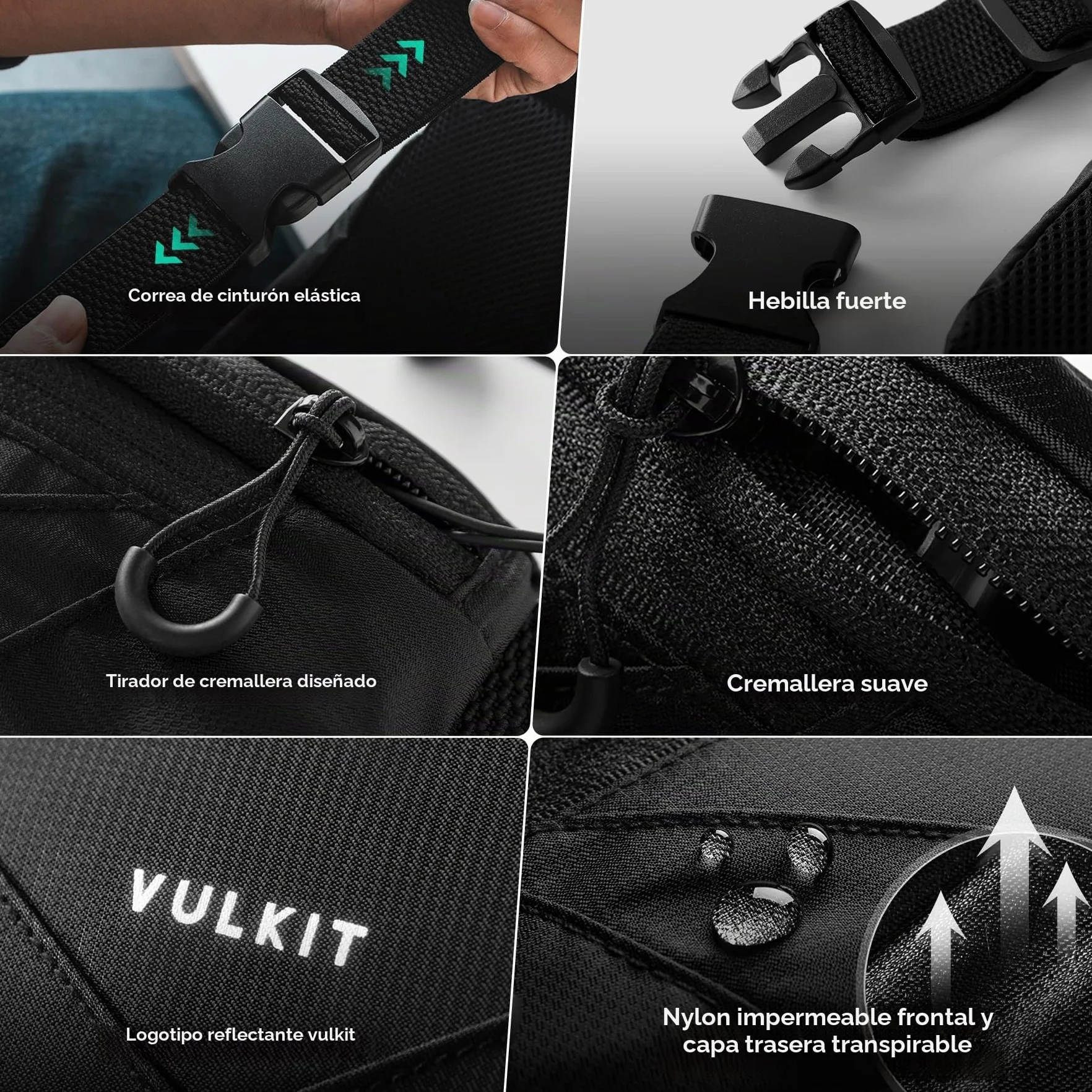 VULKIT Riñonera Impermeable para Correr con Hebilla Ajustable para Teléfonos 7 Pulgadas