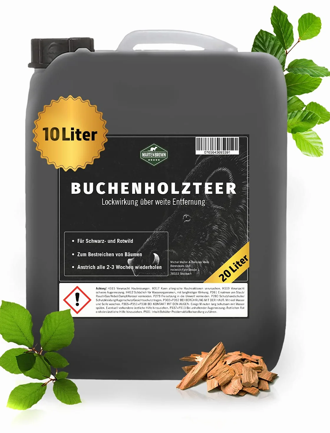 Martenbrown® Alquitrán de haya puro 10 litros bidón XXL cebo para jabalíes y ciervos rojos