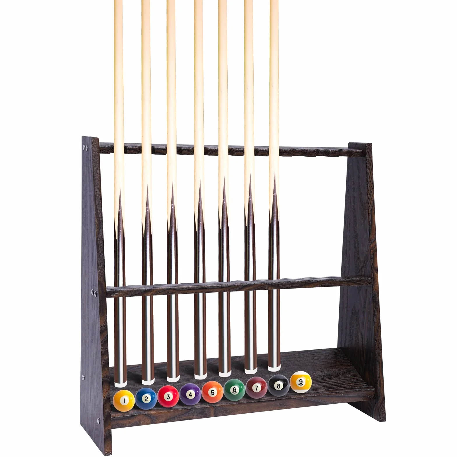 Soporte para taco de billar para 10 tacos, rack de suelo, color marrón