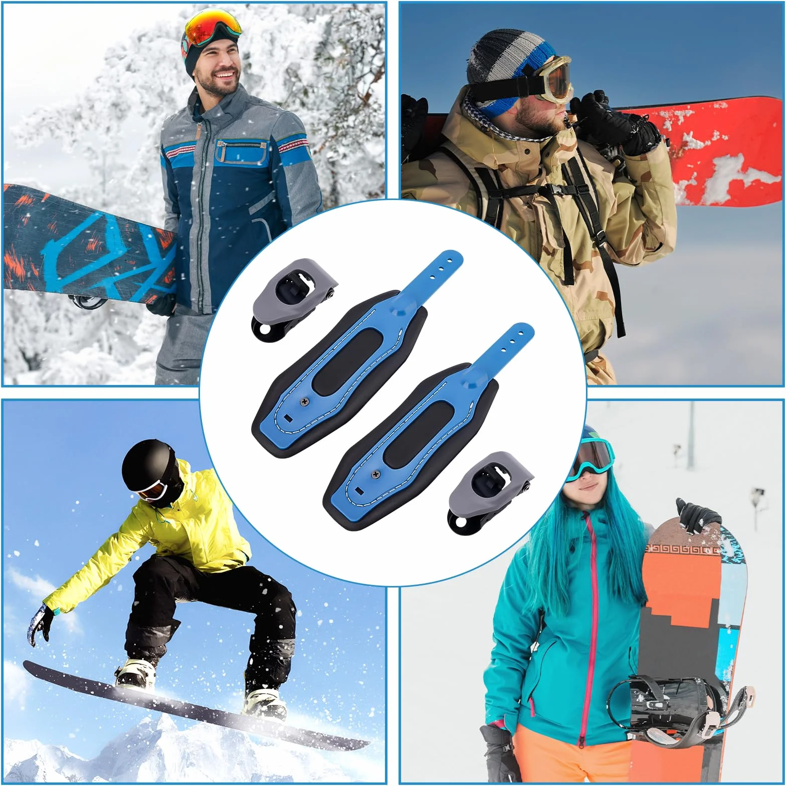 Correas Tobillo Repuesto para Fijaciones Snowboard y Esquí con Hebillas Ajuste Universal