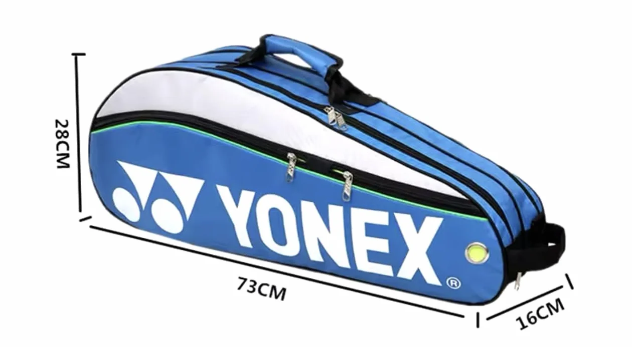 YONEX Bolsa bádminton 6 raquetas 3 bolsillos azul negro rojo amarillo rosa verde