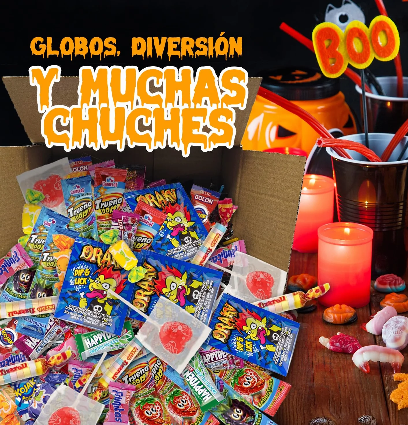 Caja Regalo Original Chuches y Caramelos Surtidos 1,2kg - Pack Golosinas Variadas con Frunitas, Kojak, Piruletas, Peta Zeta, Chicles y Más - Regalo Dulces