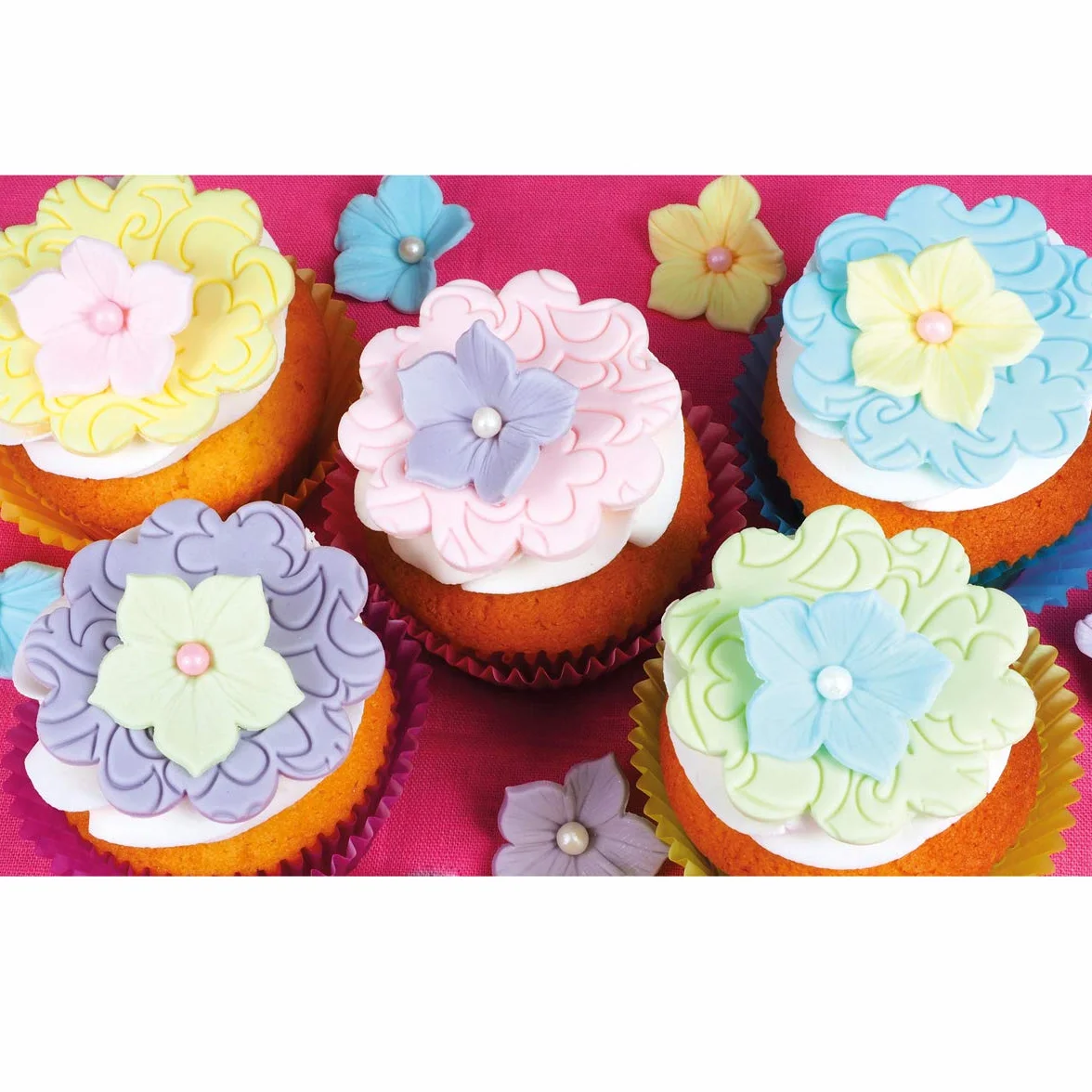 FunCakes Paquete múltiple de fondant : fácil de usar, liso, flexible, suave y maleable, para decorar tartas, halal, kosher y sin gluten. 5 colores pastel, 100 g