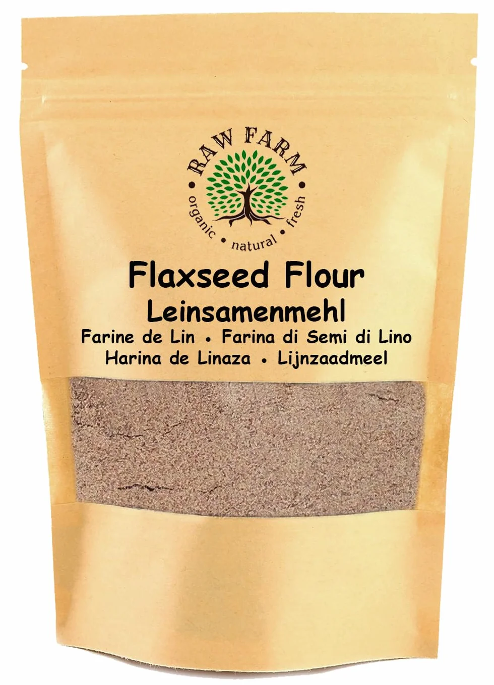 Raw Farm - Harina de Semillas de Lino - 1kg - 100% Pura, Sin Gluten, Rica en Proteínas, Baja en Carbohidratos, Sin Frutos Secos, Para Hornear, Cocinar y Smoothies