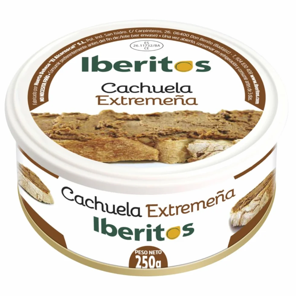 Iberitos - Cachuela Extremeña - Ideal para Desayunos y Meriendas - Untable sin Gluten y sin Lactosa - Producto Fabricado en España - 6 Latas de 250 Gramos