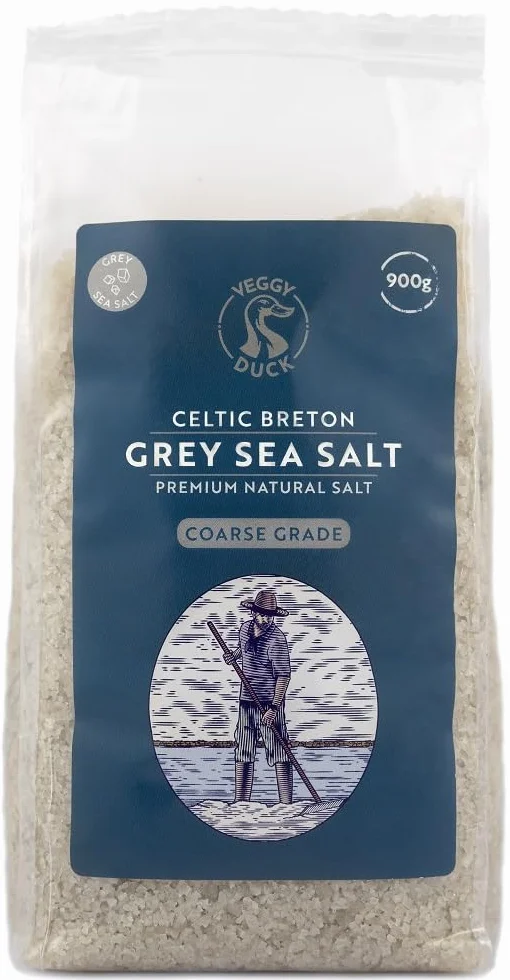 Veggy Duck - Sal Celta - Sal Gris Celta Bretona Gruesa (900g) - Sin Refinar | Natural | Sin OMG | Vegana | Genial para Cocinar