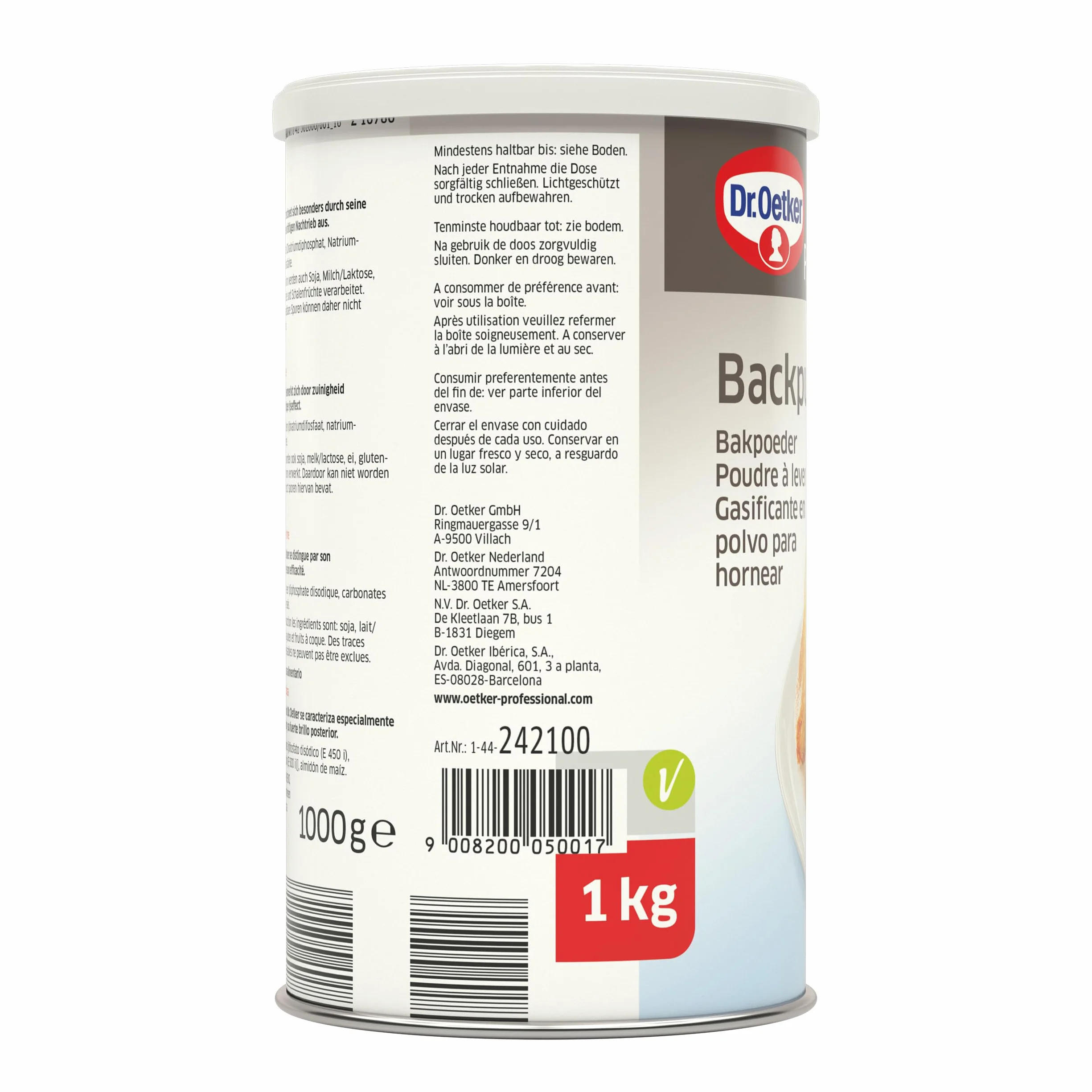 DR. OETKER - Gasificante para Hornear 1 kg, Polvo para Hornear, Aporta Ligereza, para Repostería y Pastelería, Resultados Esponjosos y Deliciosos, Alto Rendimiento y Fácil de Usar