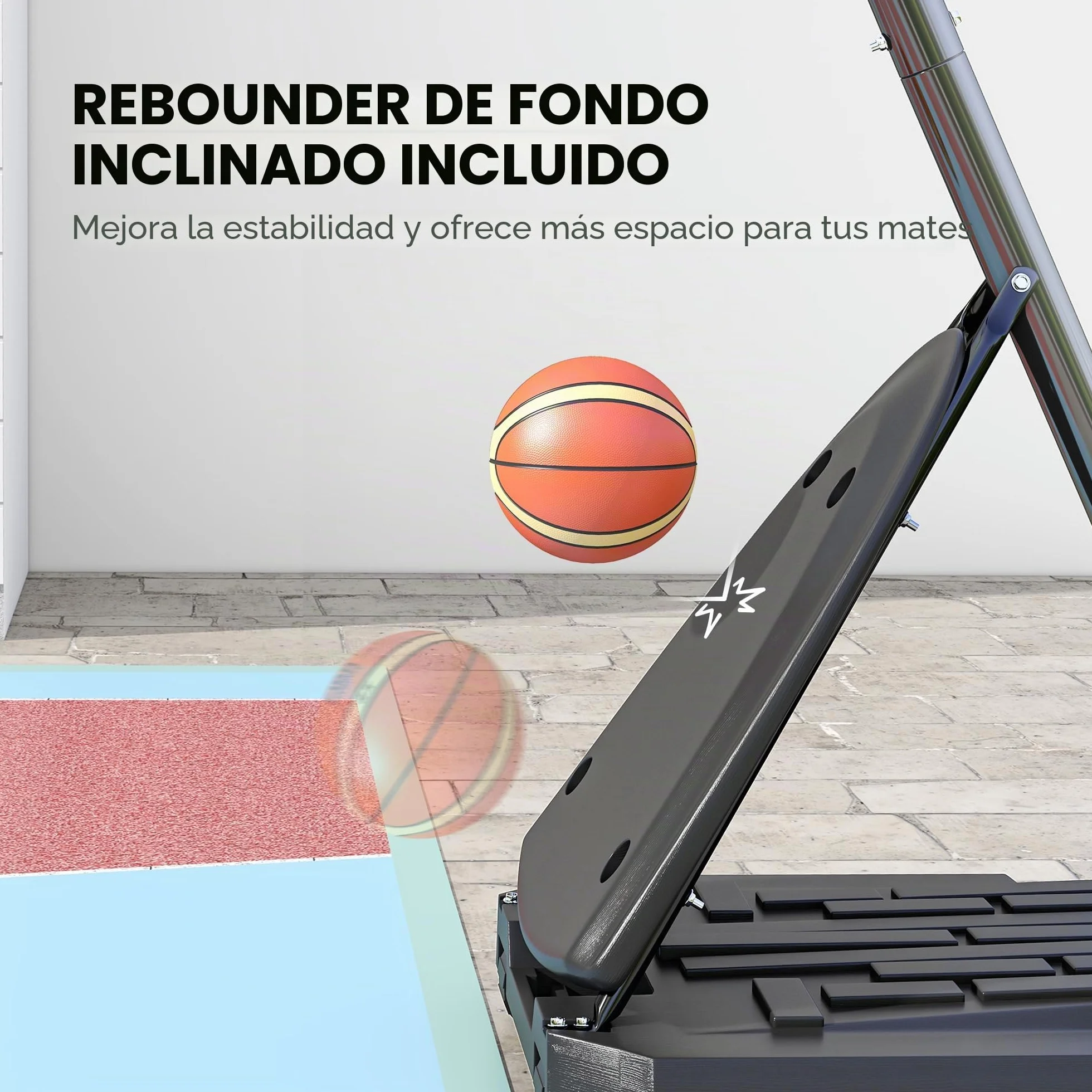 SPORTNOW Canasta de Baloncesto Exterior Altura Ajustable 236-293 cm Tablero PC Aro Ruedas Base Rellenable Negro
