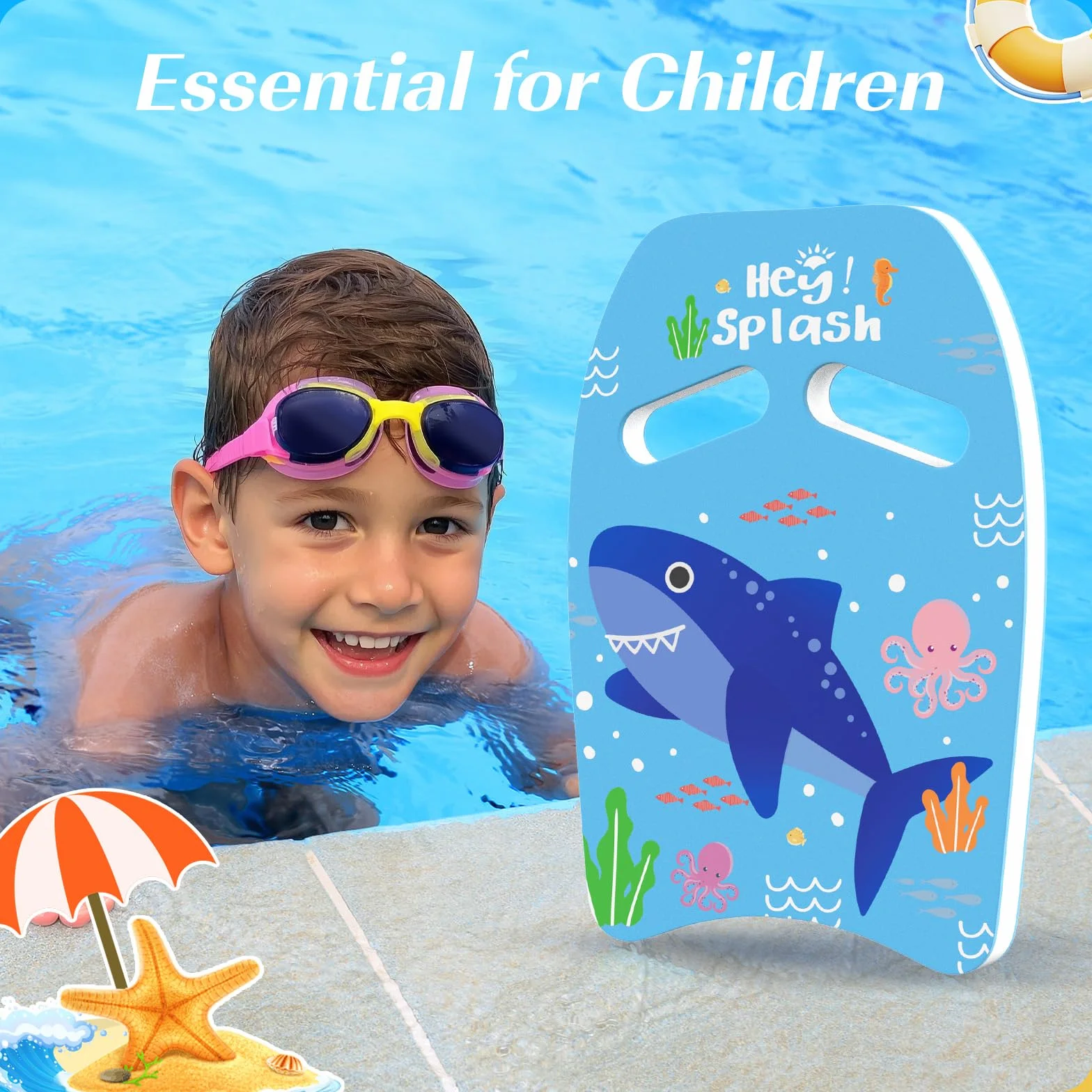 HeySplash Tabla de Natación para Niños, Flotador Ligero Seguro, Entrenamiento de Piernas