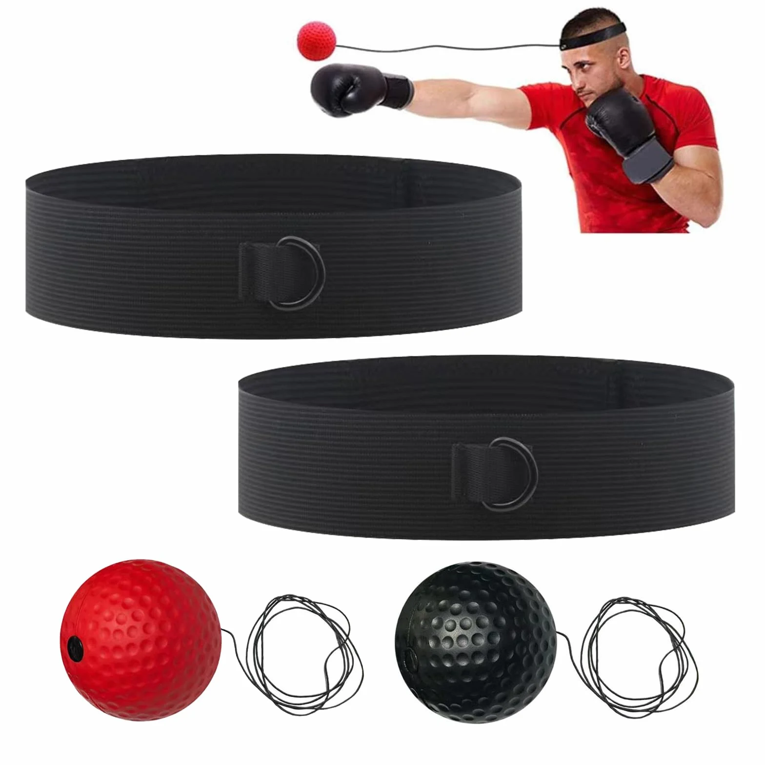 Pelota de Entrenamiento de Boxeo con 2 Diademas Ajustable para Reflejos y Coordinación