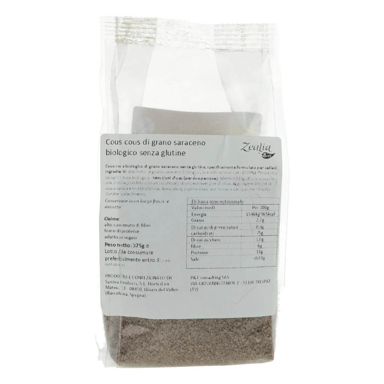Cous cous trigo sarraceno Sin Gluten Bio 375 g