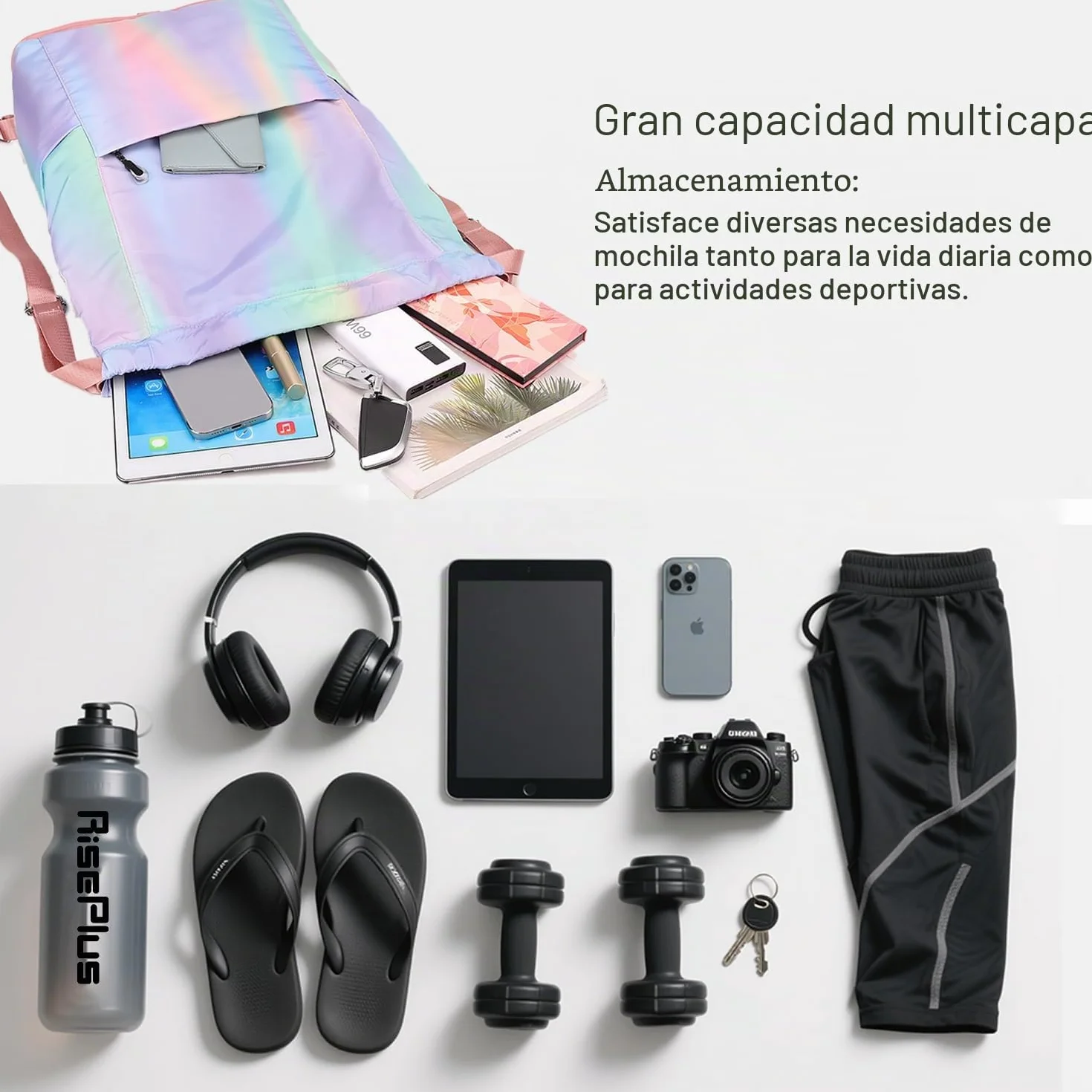 Mochila de Cuerdas Impermeable Gran Capacidad para Deporte, Gimnasio, Natación y Viajes