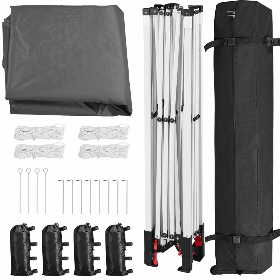 Yaheetech Carpa Plegable 3×3m 8-10 Personas Toldo Playa Bolsa Transporte Gris Oscuro
