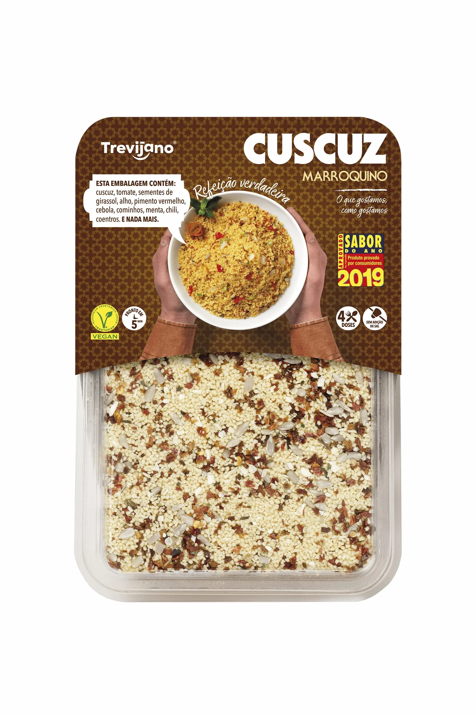 Trevijano Cuscús Marroqui con verduras 1 paquete - 10 oz | Vegano | Sin sal añadida - Sin aditivos Vegetales deshidratados | precocidos | sin OMG