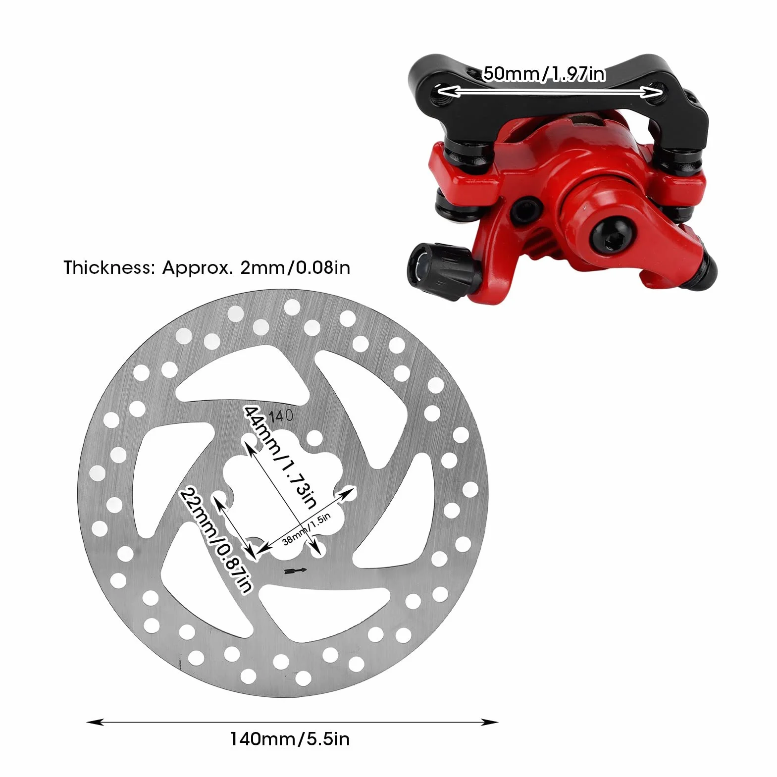 Scooter Eléctrico Kit Freno Disco 140mm 6 Orificios Aleación Aluminio