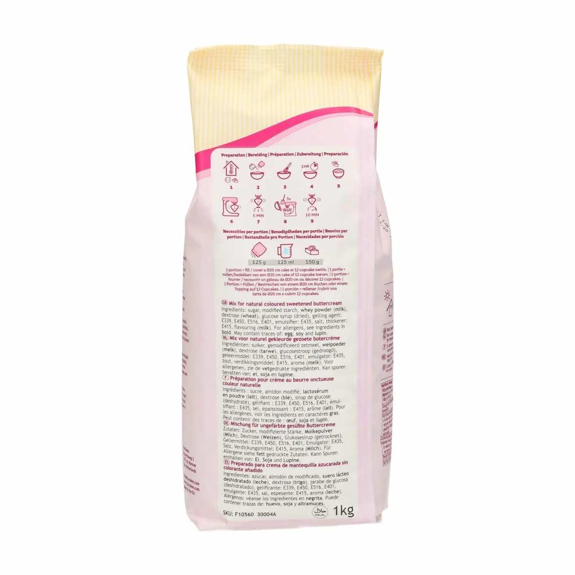 FunCakes Preparado Crema de Mantequilla: Fácil de Usar, Cremosa, Perfecta para la Decoración de Tartas, para Cubrir y Rellenar Cupcakes, Halal. 1 Kg. 1000 g