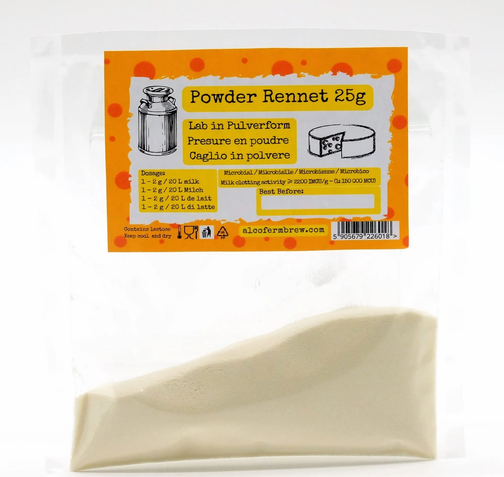 Cuajo en Polvo Microflora 25 g – Cuajo Vegano y Natural para la Elaboración de Quesos Frescos y Veganos