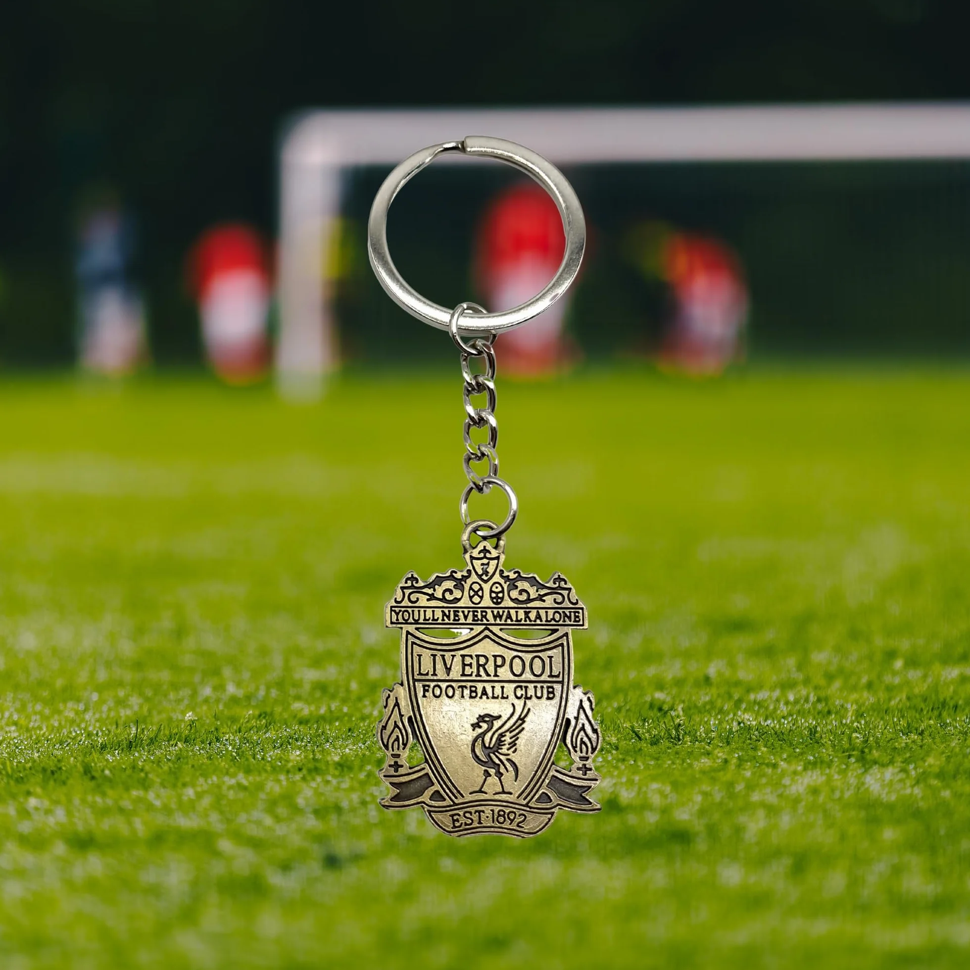 AUTOZOCO Llavero metálico Liverpool dorado con emblema equipo Reds