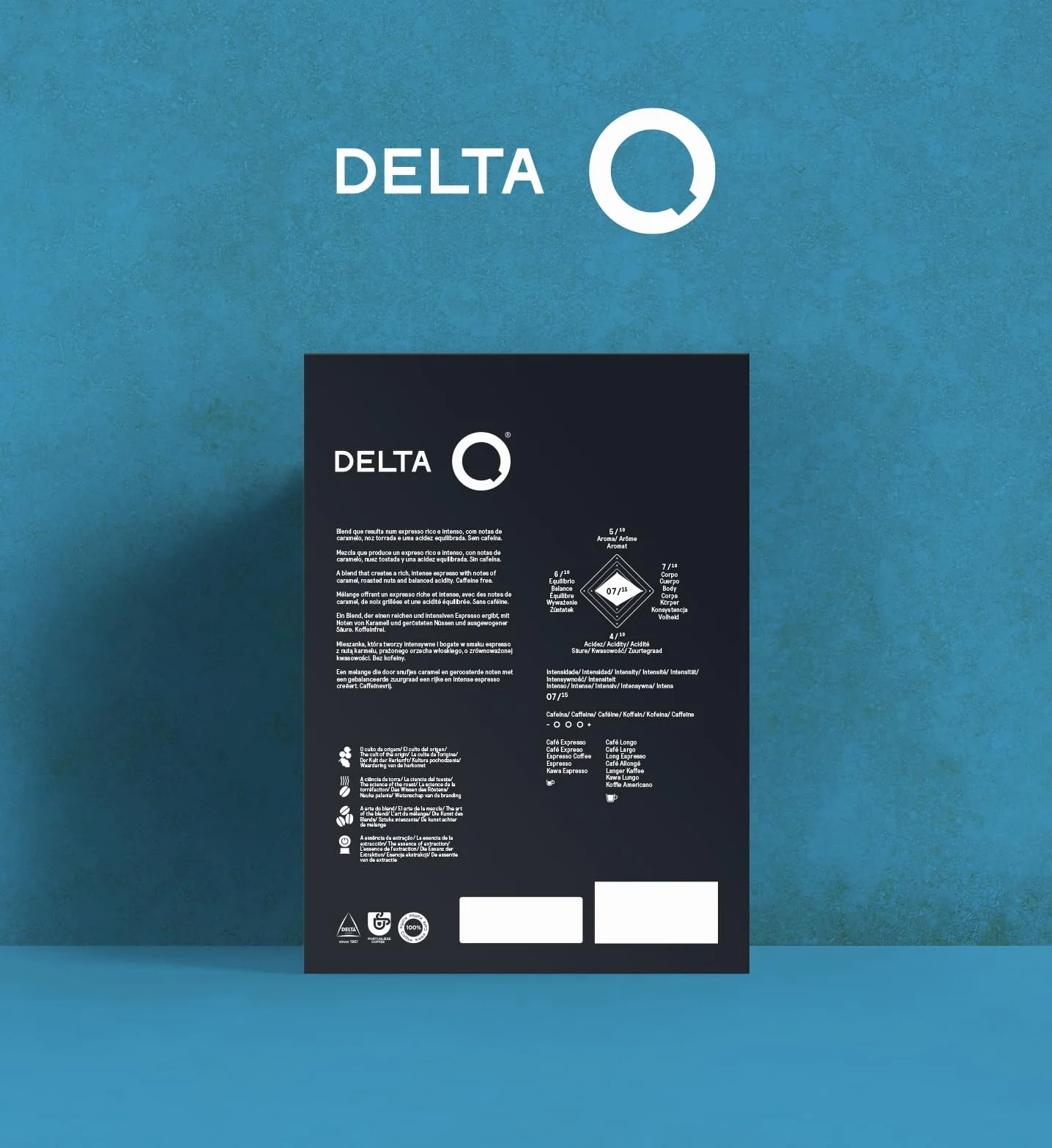 Delta Q Cápsulas de Café Molido DeQafeinatus Intensidad 7 Espresso Descafeinado Sabor Caramelo