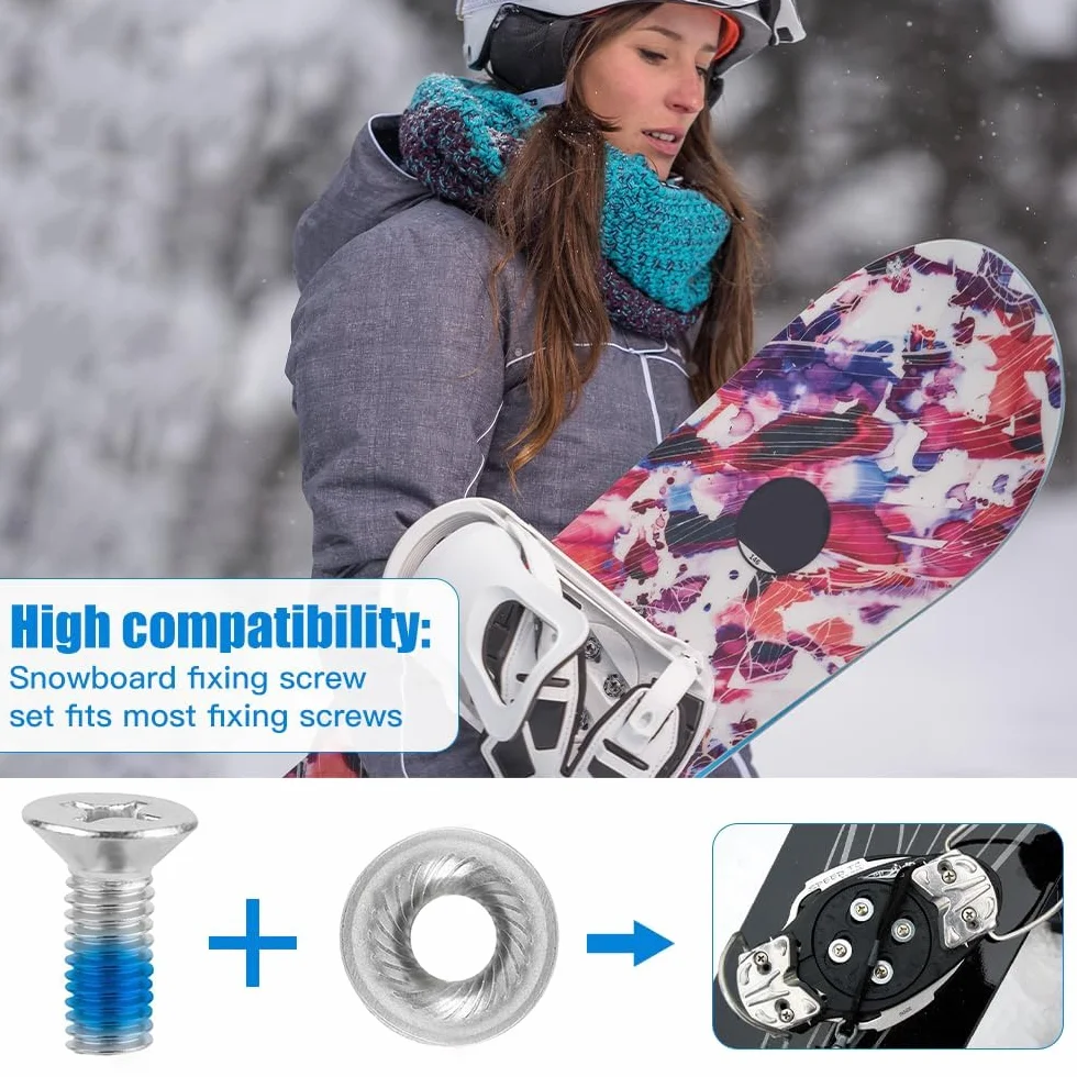Tornillos de fijación Snowboard Acero Inoxidable M6 x 17 mm Cabeza avellanada con Arandelas Juego 16