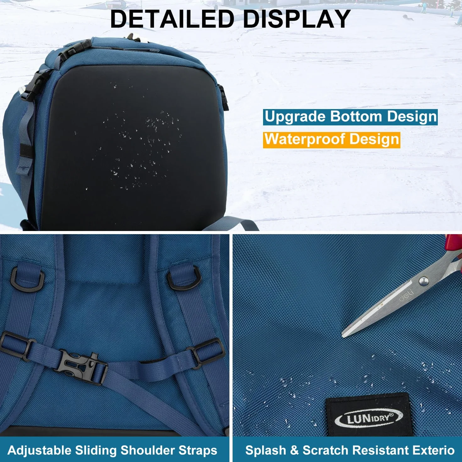 Mochila para Botas de Esquí 65L con Compartimento para Casco, Snowboard