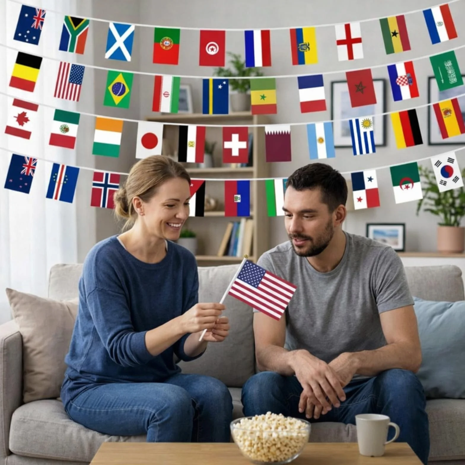 Copa del Mundo 2026 Decoración, 49 piezas, 48 banderas, Bunting 15 m, para eventos de fútbol