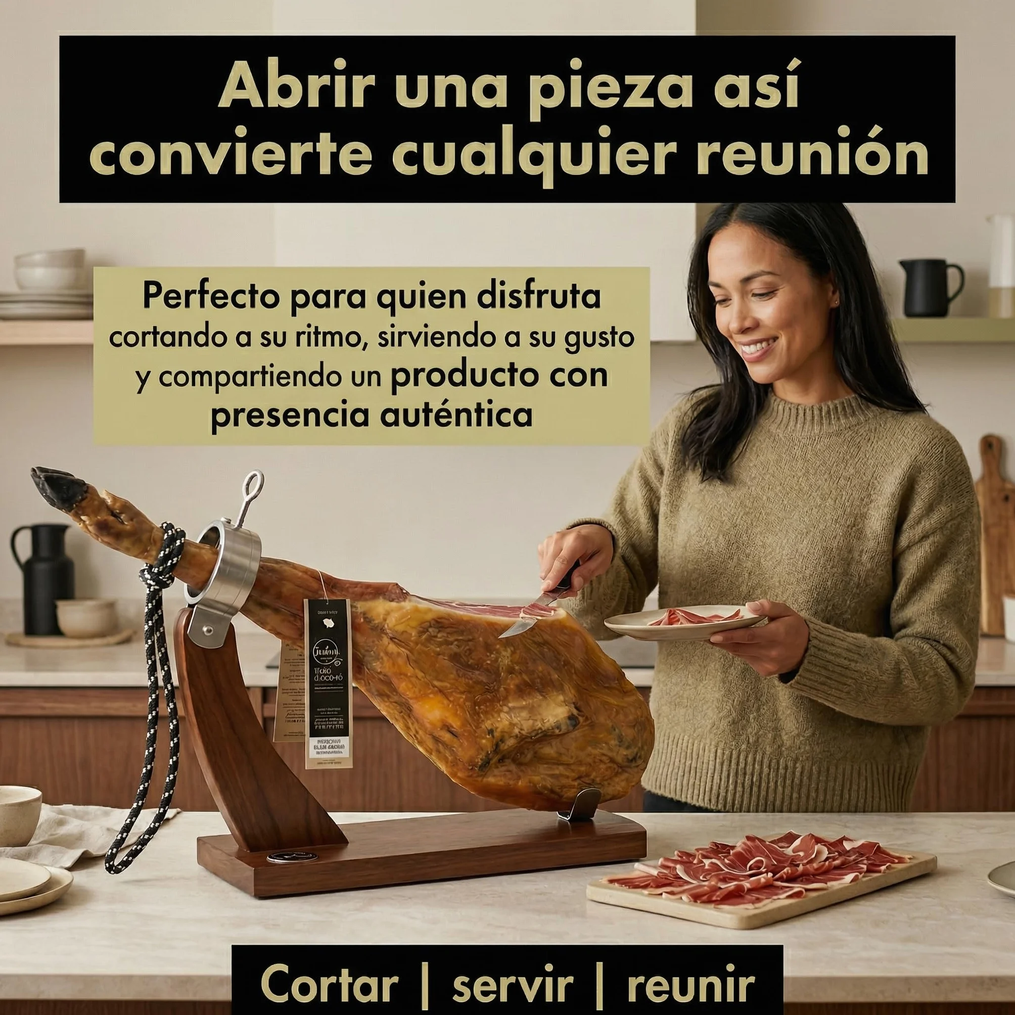 SABE A SABAS Jamon Iberico de Cebo 50% Raza Iberica Pieza Entera 8-9 kg Curacion Bodega Natural Mas de 30 Meses Sin Gluten Jugoso Gourmet Regalo Celebracion Aperitivo Navidad Tabla