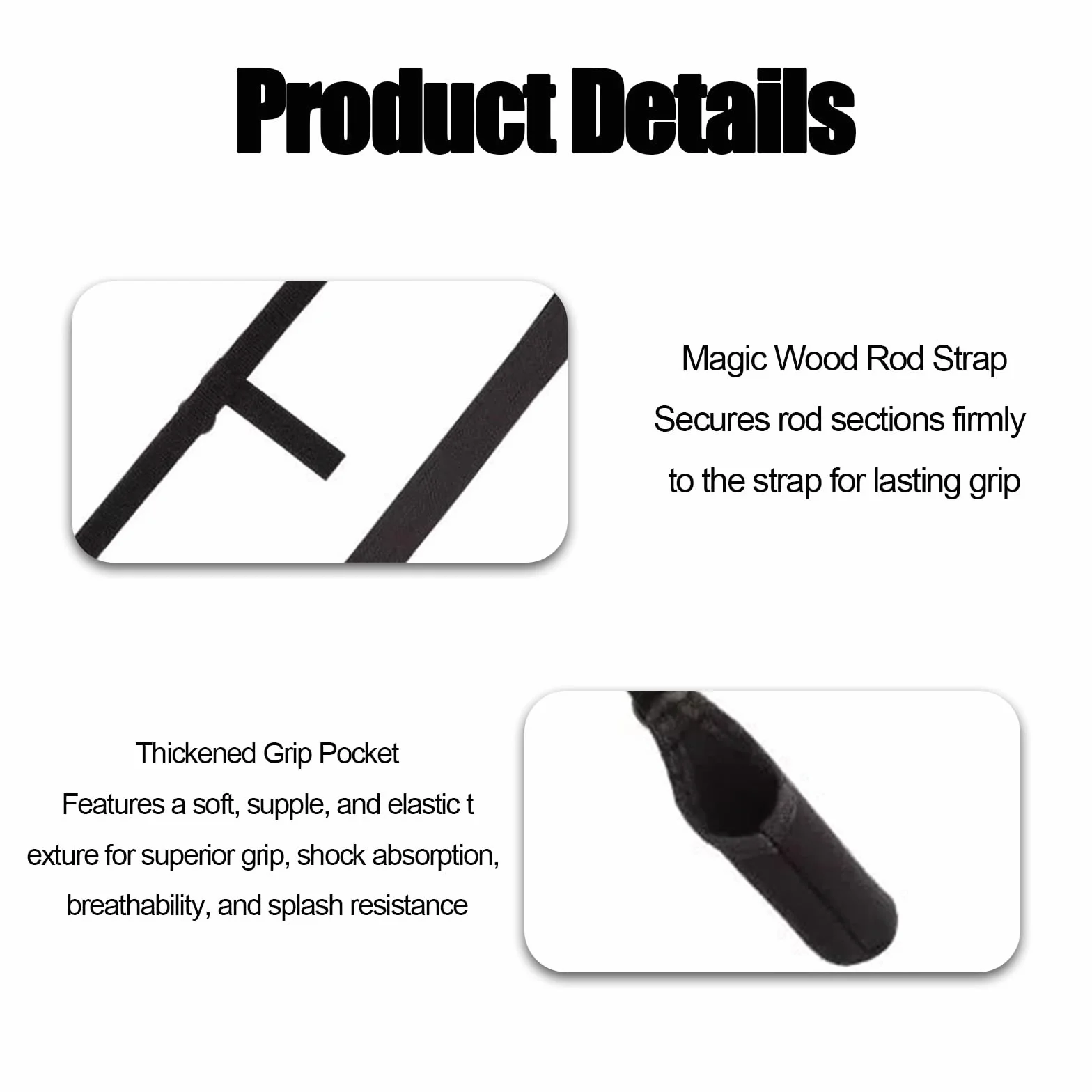 Magic Baits Protector de Caña de Pesca Ajustable en Neopreno Negro 1 Par