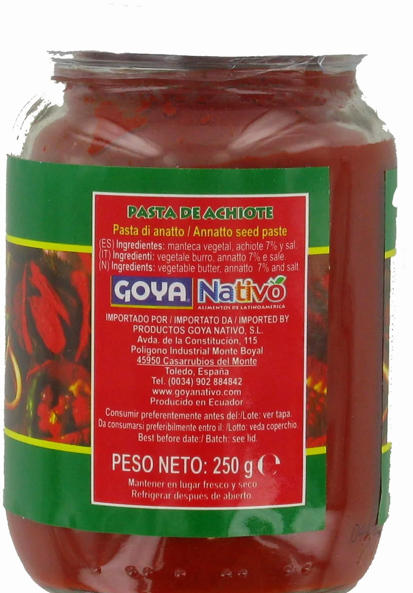 Nativo - Goya - Pasta de Achiote- 100% Producto Peruano - Ideal Para Dar Un Sabor Especial a Tus Comidas- 250 Gramos